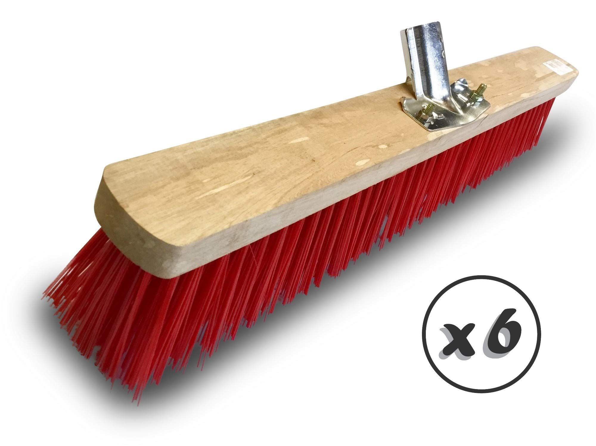 Szczotka warsztatowa typ kantonierski | Zestaw 6 | Track Outdoor | Długość 60 cm | Wypełnienie szczotką PVC czerwoną | Drewniana podeszwa | Metalowe tulejki Ø 28 mm | Bez uchwytu | Kibros 2360Bx6