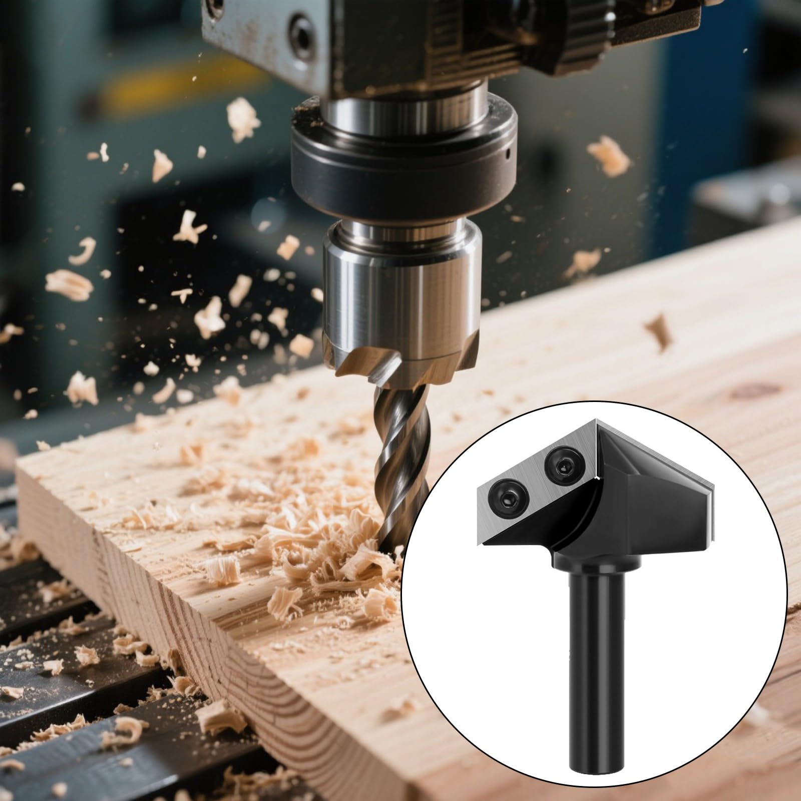Punta per fresatrice in metallo duro con scanalature a V da 120/90 gradi, gambo da 1/2 pollici, adatta per fresatrici, router per legno