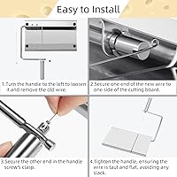 Vista 7 de Cortador de queso con tabla para queso de bloque Tabla de cortar queso ajustable resistente con 11 cables de repuesto, diseño ergonómico, cortador