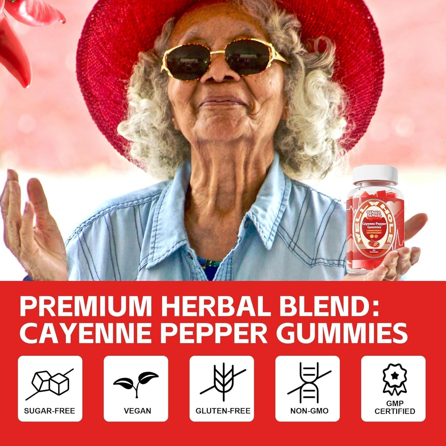 Well&Whole L-Lysine Gummies 1000mg and Cayenne Pepper Extract Gummies