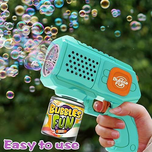 Miniatura 2 de Panacare - Máquina de burbujas, pistola de burbujas automática para niños, 10 agujeros con juguete de fabricación de burbujas LED, juguetes para