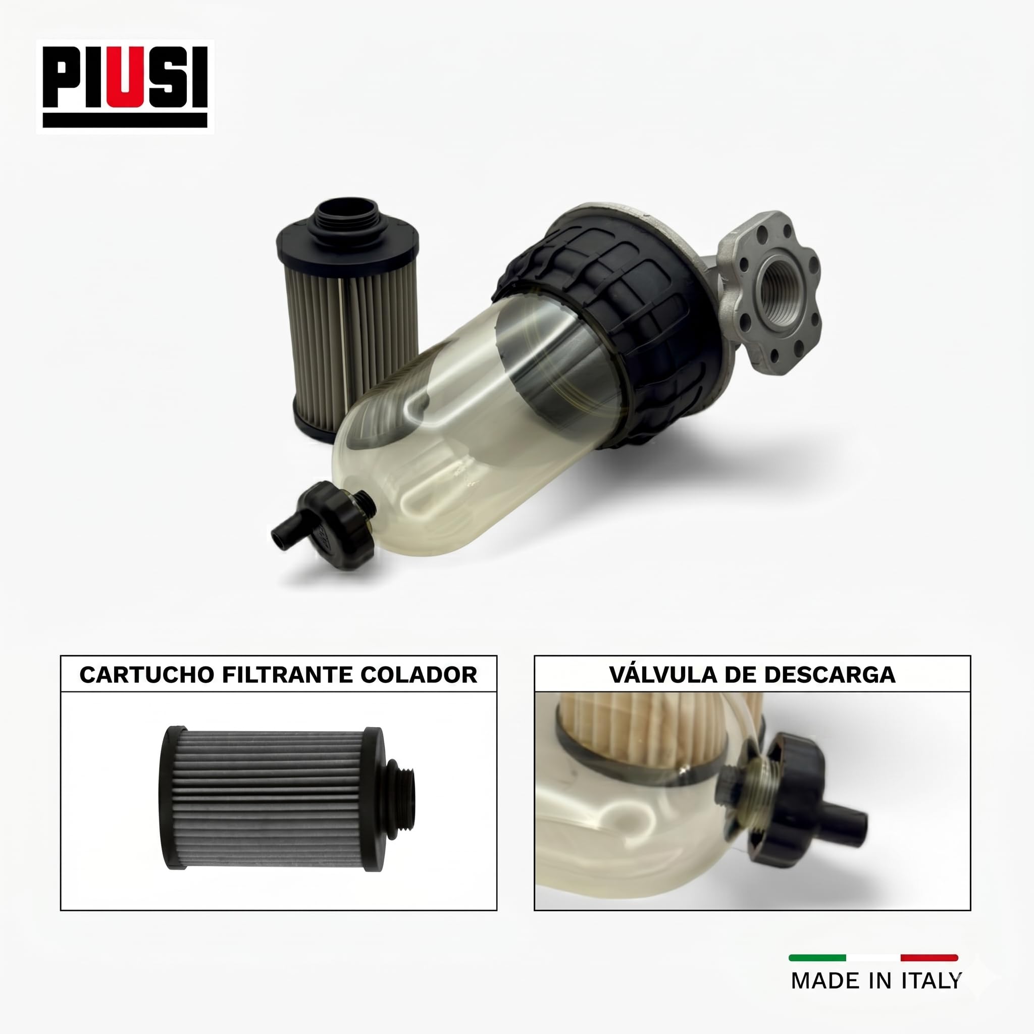 PIUSI Filtro Combustible Kit Metálico 125 micras | Clear Captor