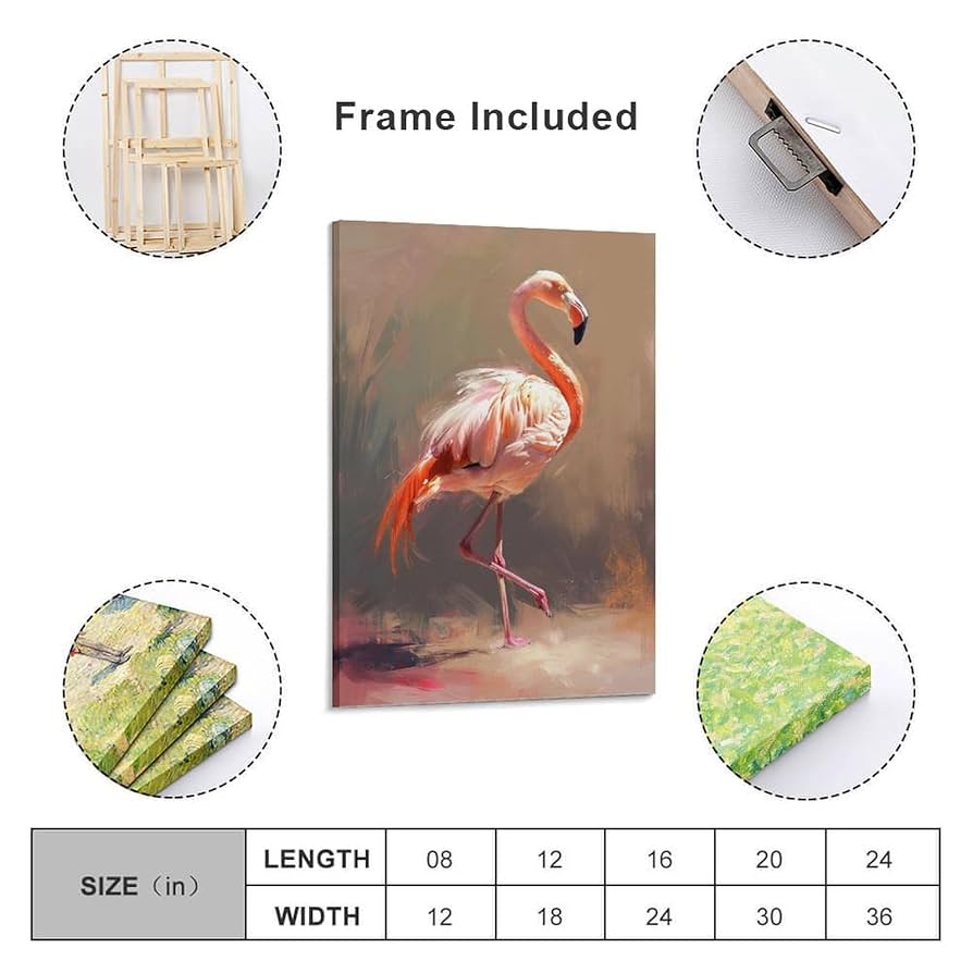 Amazon.co.jp: 絵画 フラミンゴインテリア 絵画 動物の油絵