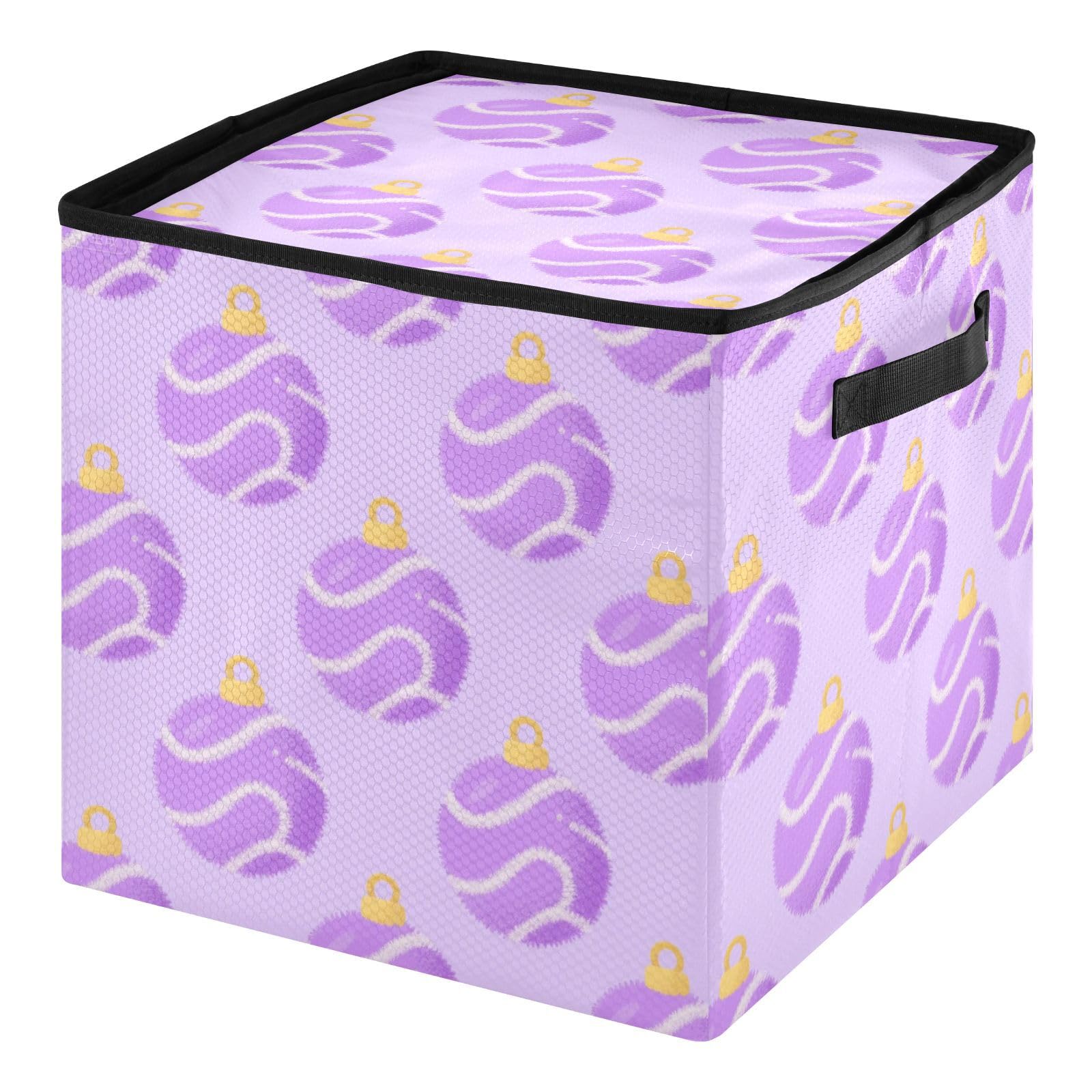Rangement de Noël télescopique pour organiser facilement 64 boules violettes dans le grenier