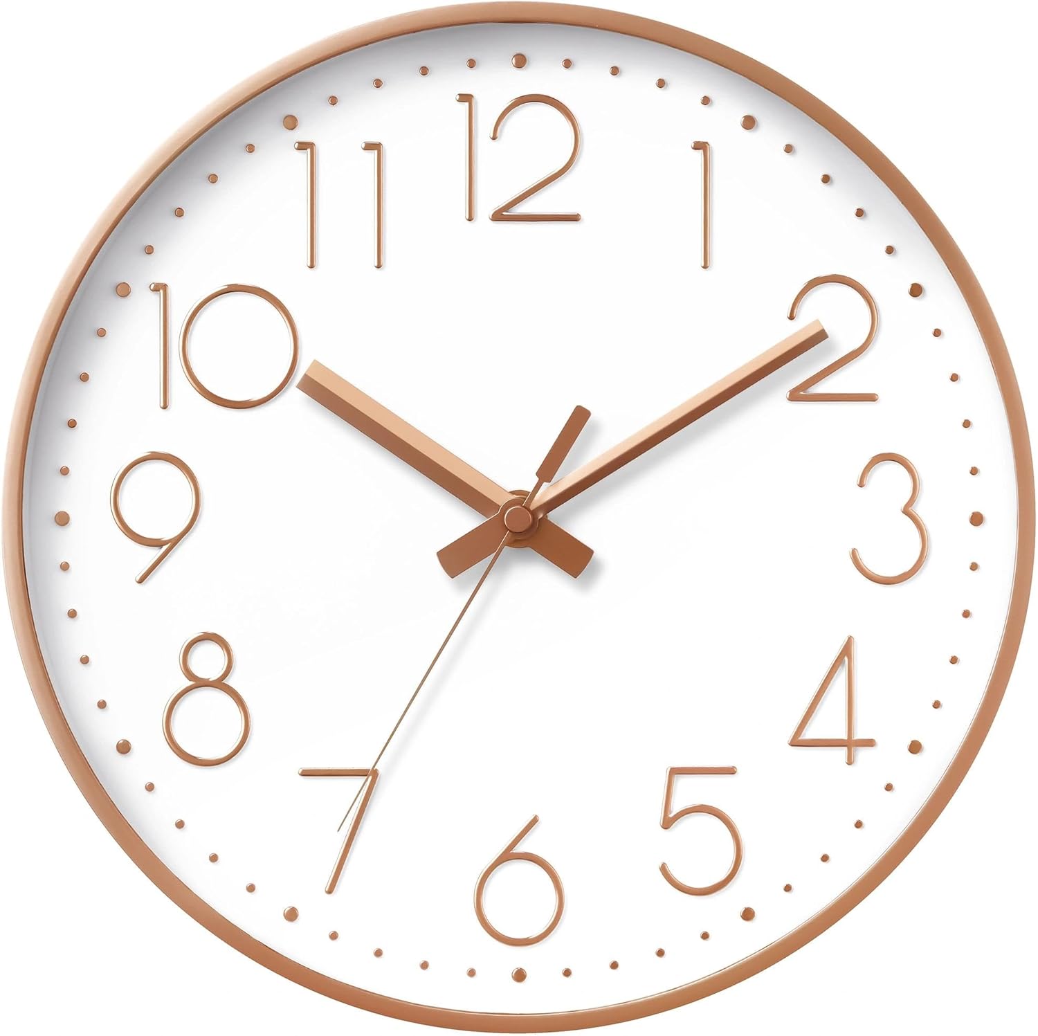 Reloj de Pared DAXSMY 8 Pulgadas - Silencioso 3D - Batería - Rosa Dorado