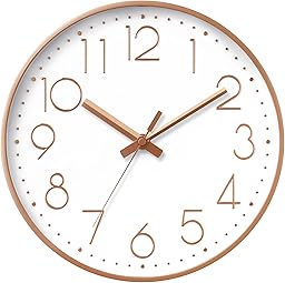 DAXSMY Wall Clock - 8 Inch Silent Non-Ticking Modern 3D Wall Clocks Battery Operated - Decorative Clock for Kitchen, Home Office, Bathroom, Bedroom(Rose Gold)