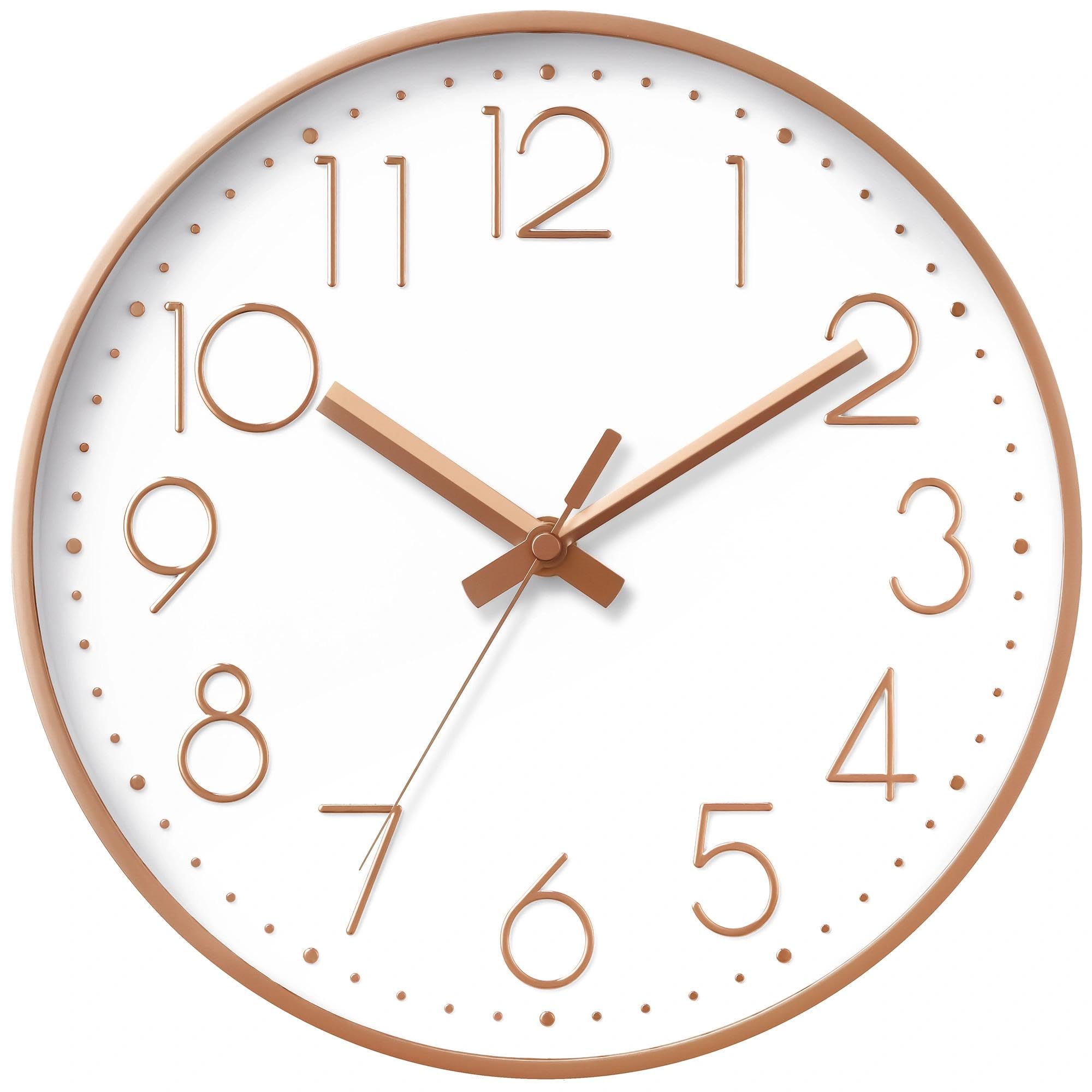 DAXSMY Wall Clock - 8 Inch Silent Non-Ticking Modern 3D Wall Clocks Battery Operated - Decorative Clock for Kitchen, Home Office, Bathroom, Bedroom(Rose Gold) - 1