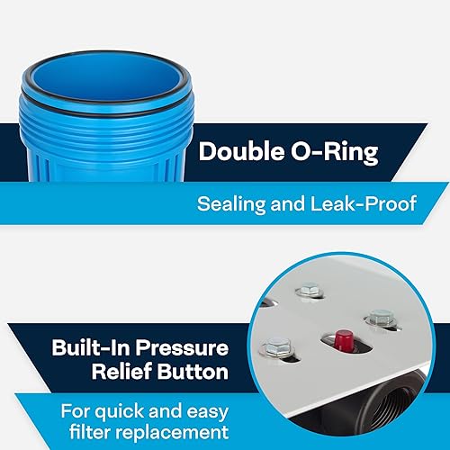 Miniatura 25 de SpiroPure Triple 10" carcasa del filtro de agua 3 etapas BB tres viviendas