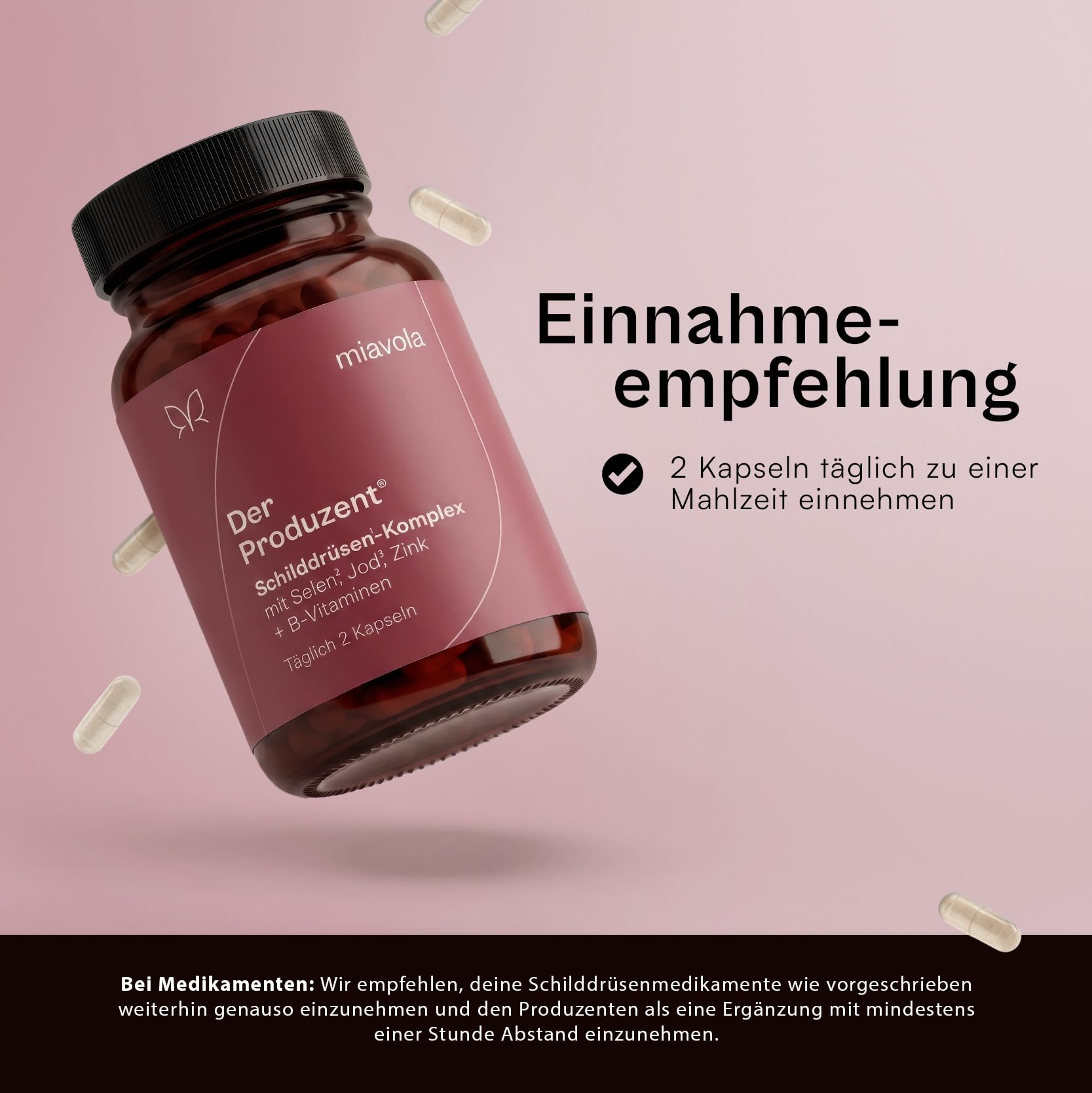 miavola® der Produzent® Schilddrüsen-Komplex mit L-Tyrosin, Jod, Selen, Zink & 8 B-Vitaminen + Cofaktoren - 60 Kapseln hochdosiert & vegan