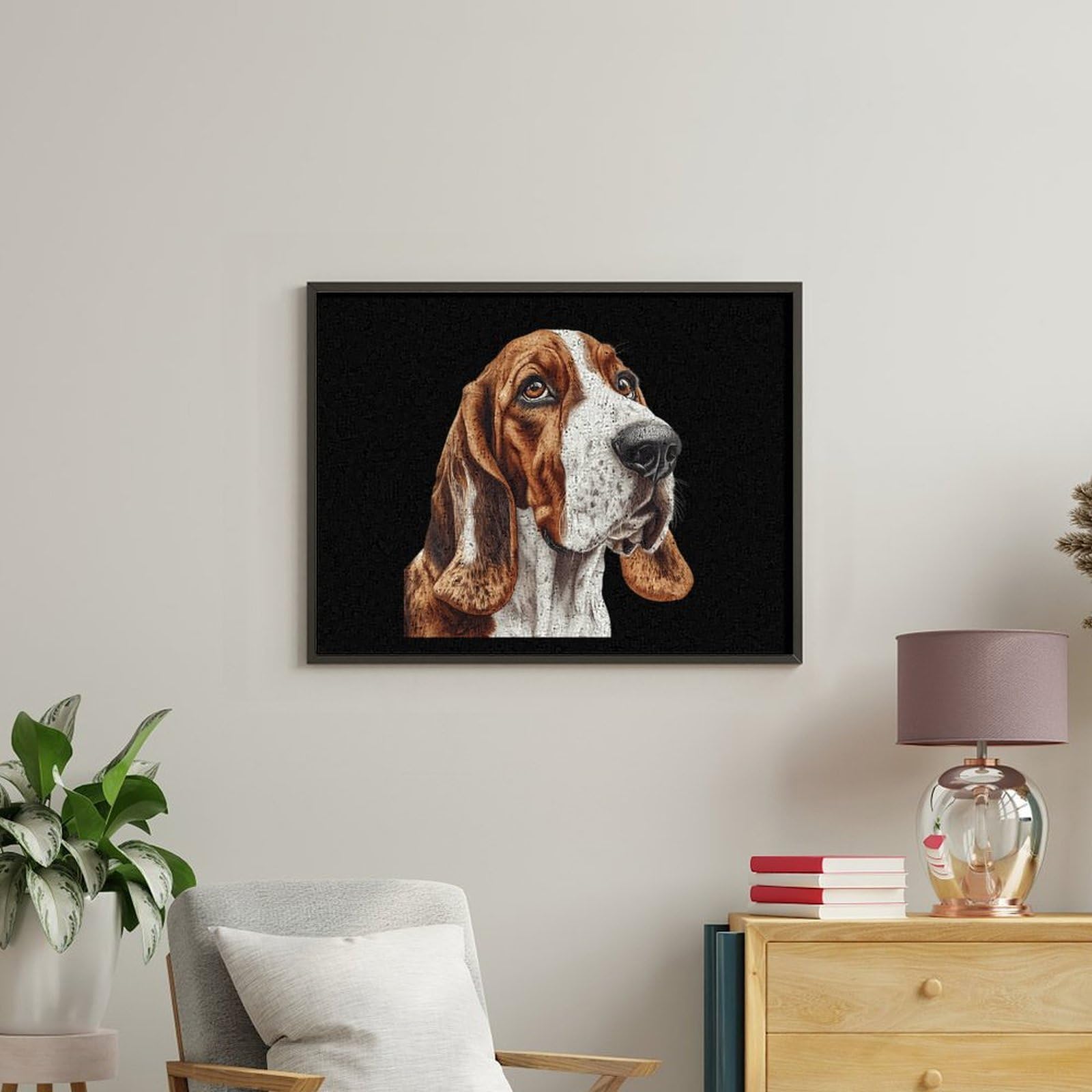 Malen nach Zahlen, Motiv: Basset Hound Hund, bedruckt, für Erwachsene und Anfänger, bunt, DIY, einfaches Malen für Zuhause, Wanddekoration