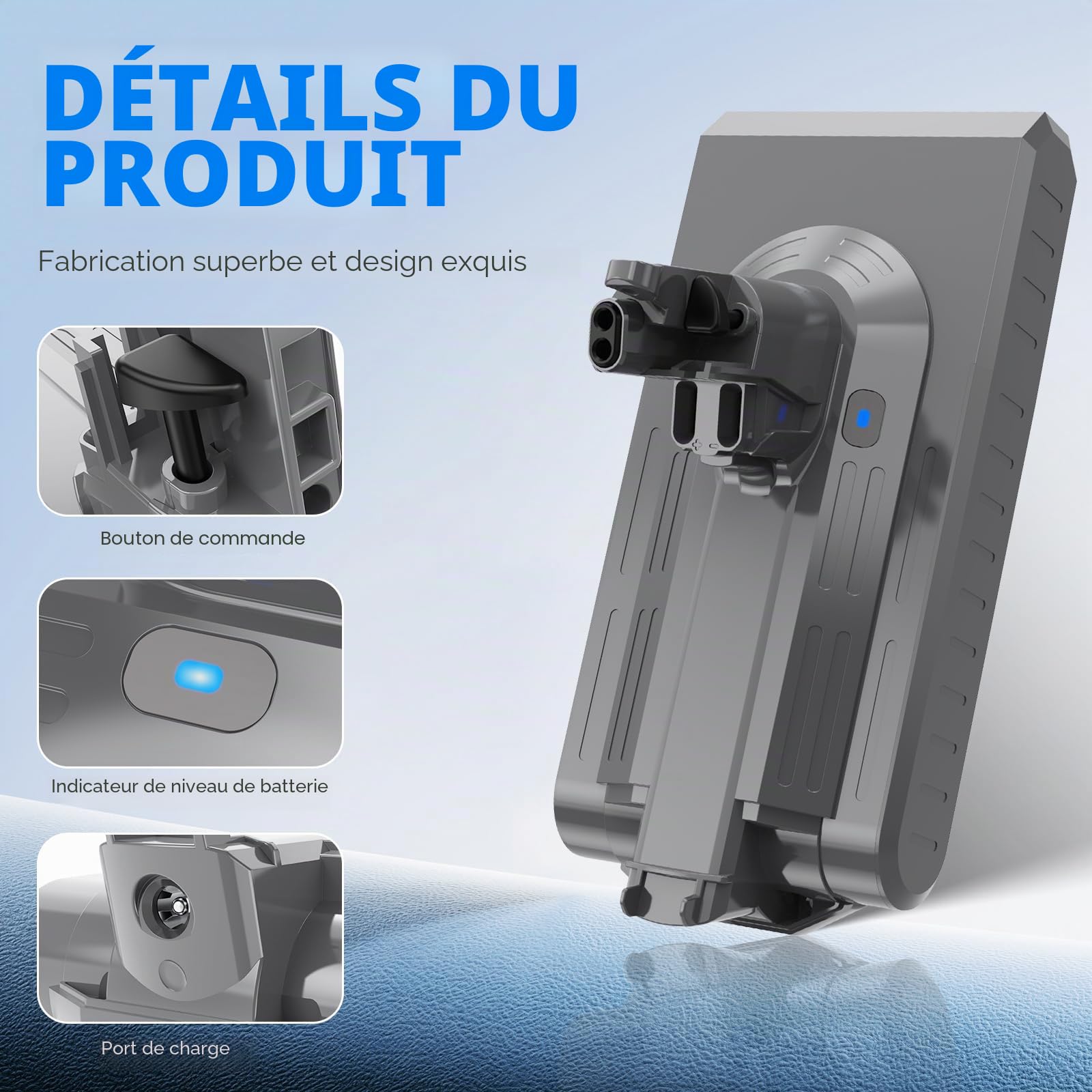 ASUNCELL Batterie 3900mAh pour Dyson (Screw in Type) avec Chargeur, Brosse et vis, 25,2V, pour aspirateur sans Fil SV14 Absolute Complete Fluffy