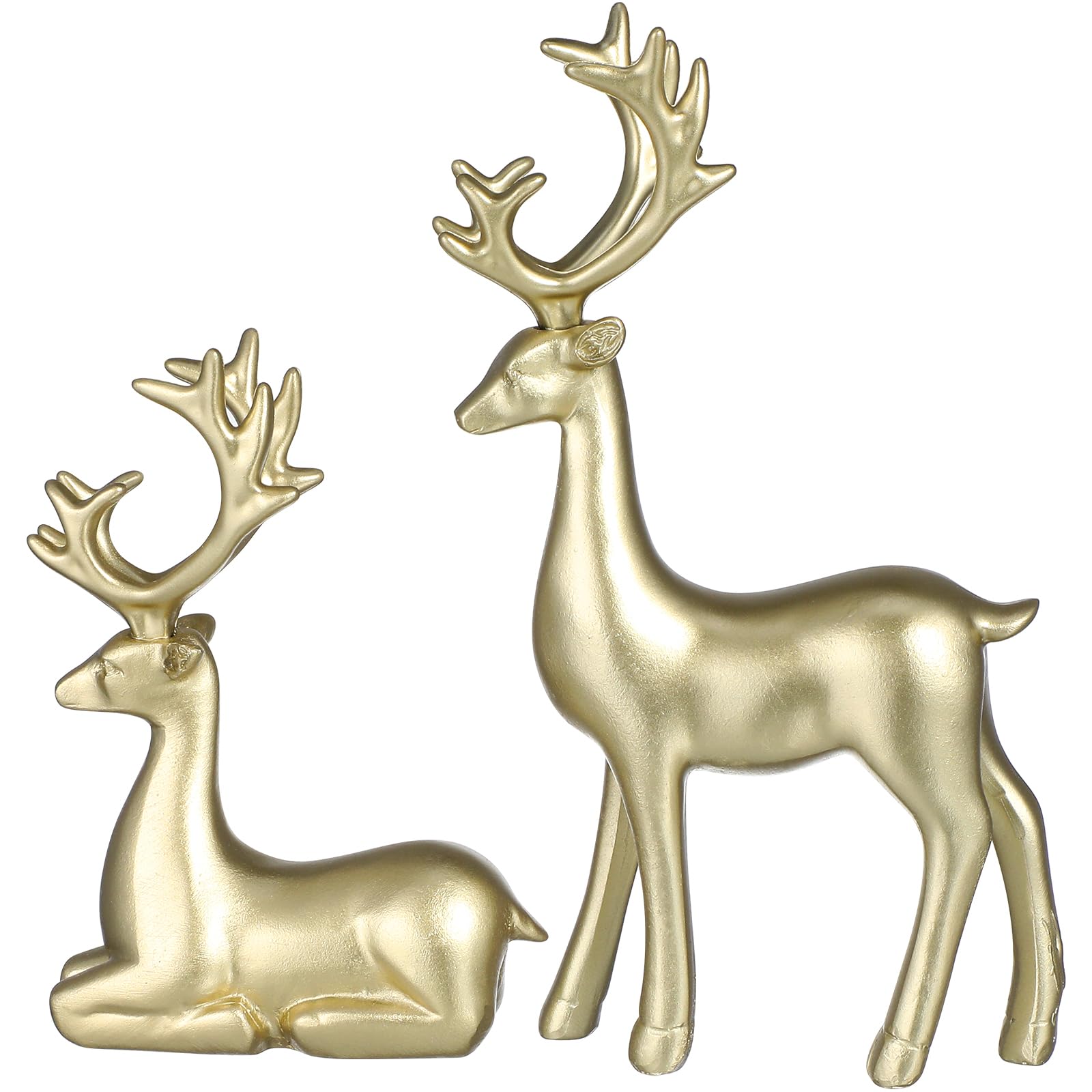 Operitacx 2 Stück Hirsch deko Weihnachten, Rentier deko Harz sitzende und stehende Figur für Wohnzimmer, Schlafzimmer, Eingangsbereich, Tisch, Büro, Wohnaccessoires