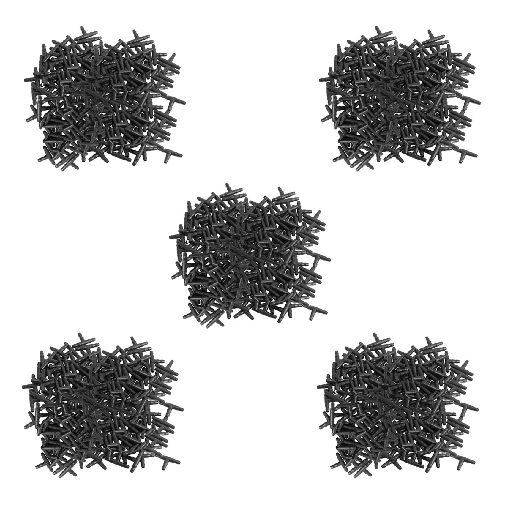 Jnchdghwa Black Drip Irrigation Barbed Connectors, Universal Barbed Tee Fittings 500Pcs, Fits 1/4 Inch Drip Tubing (4/7Mm Tee Pipe)