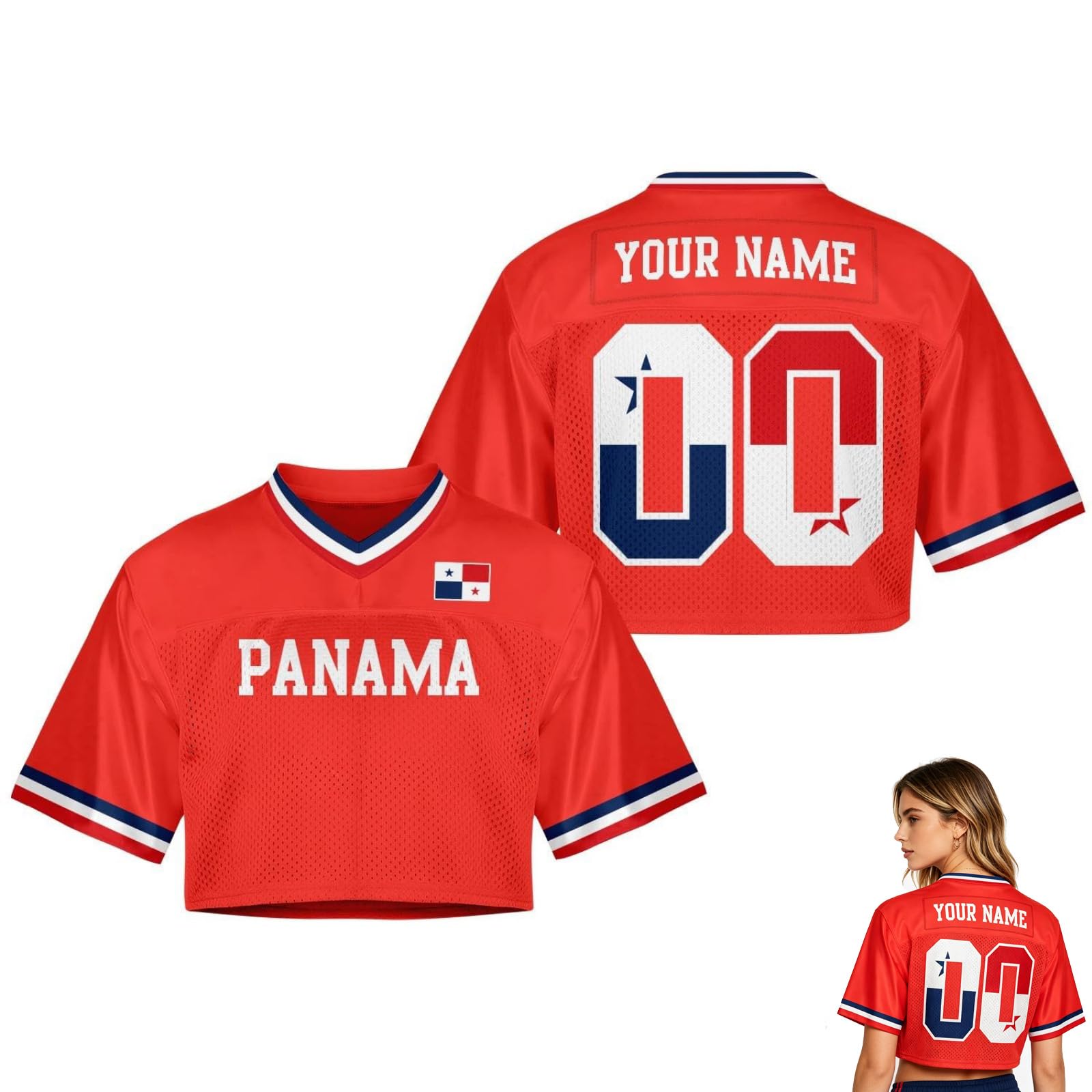 2026 World Cup Fan Shirt for Women,Personalised Name & Number, Y2K Crop Style Jersey, Cute Summer Short Sleeve Top for Match Day, Loose Streetwear Perfect Gift for Girls (Pa-nama)