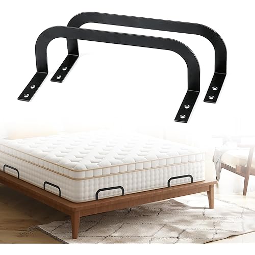 Mattress Retainer Bar for Adjustable Bed,Mattress Holder in Place to Keep Mattress from Sliding,Mattress Slide Stopper,Wider Taller Metal Mattress Stabilizers for Wooden Bed Frame,Black-2 Pcs
