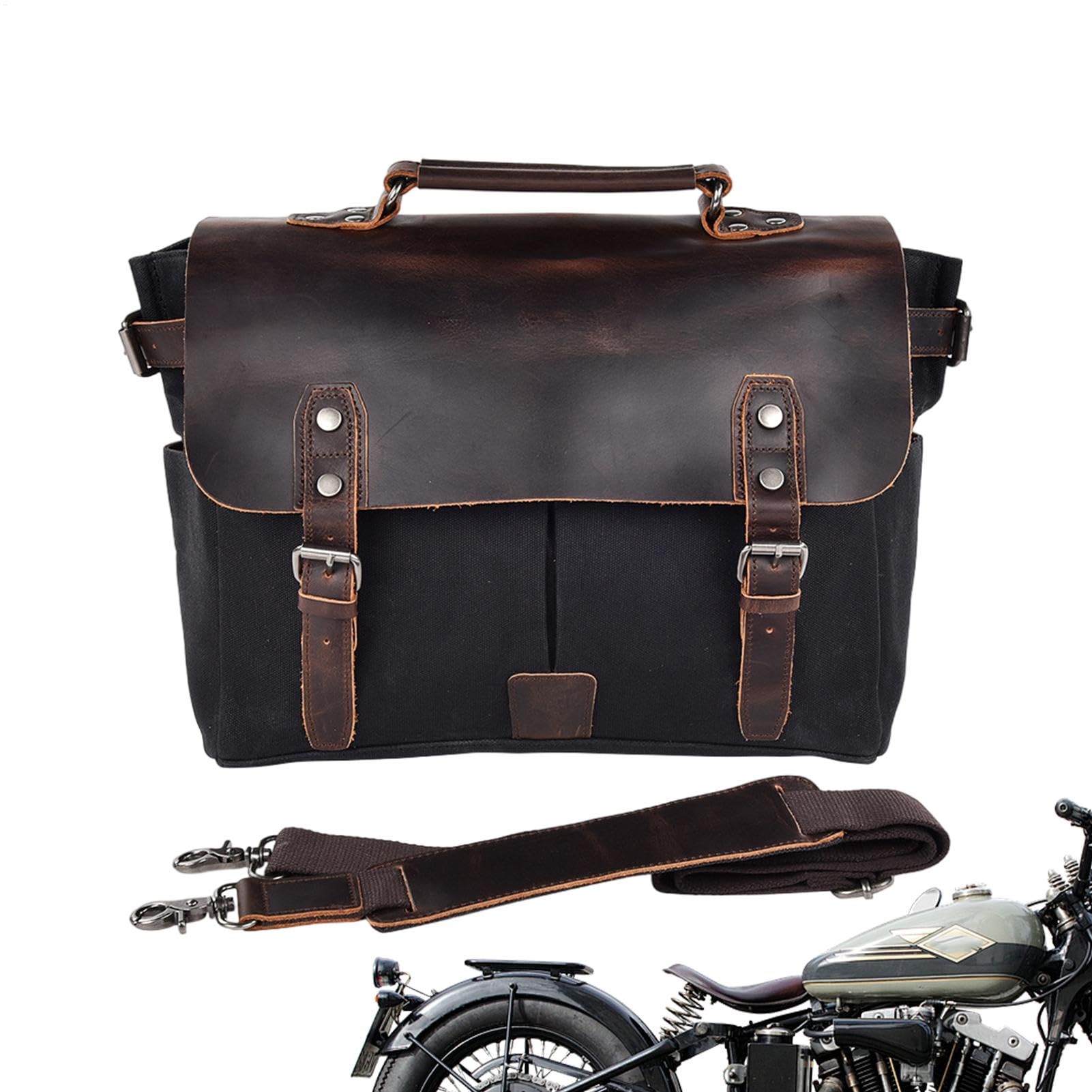 Canvas Retro Moto - Portadocumenti Crazy Leather Borsa Uomo | Borse da Stoccaggio