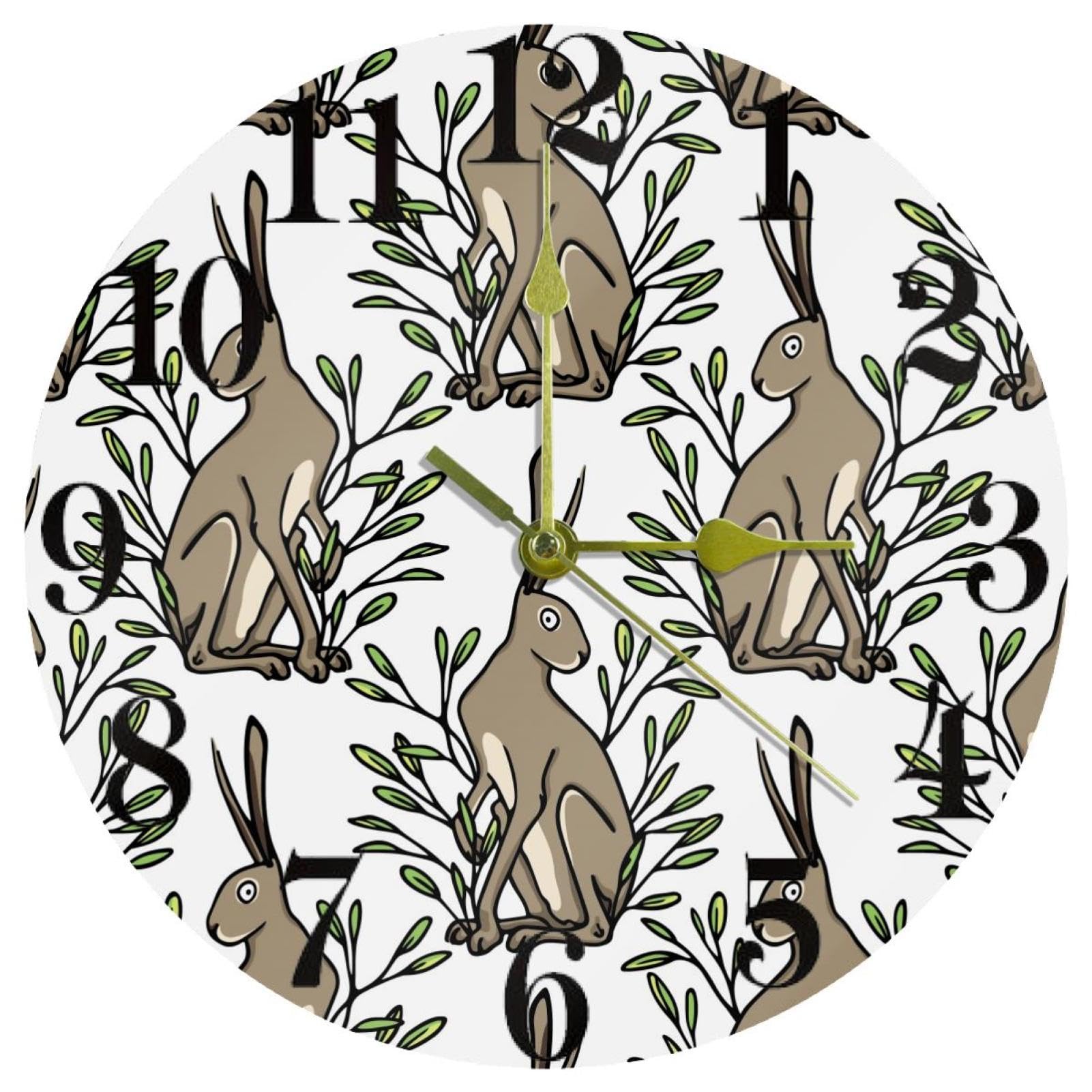 Horloge murale silencieuse sans tic-tac mouvement à quartz lièvre de salon