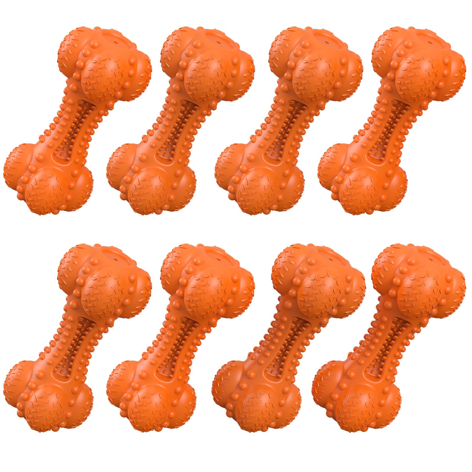 KrauzPet Dog Squeaky Chew Toys for Aggressive Chewers Long Lasting Tough Rubber Bones for Teeth Cleaning Indestructible Pet