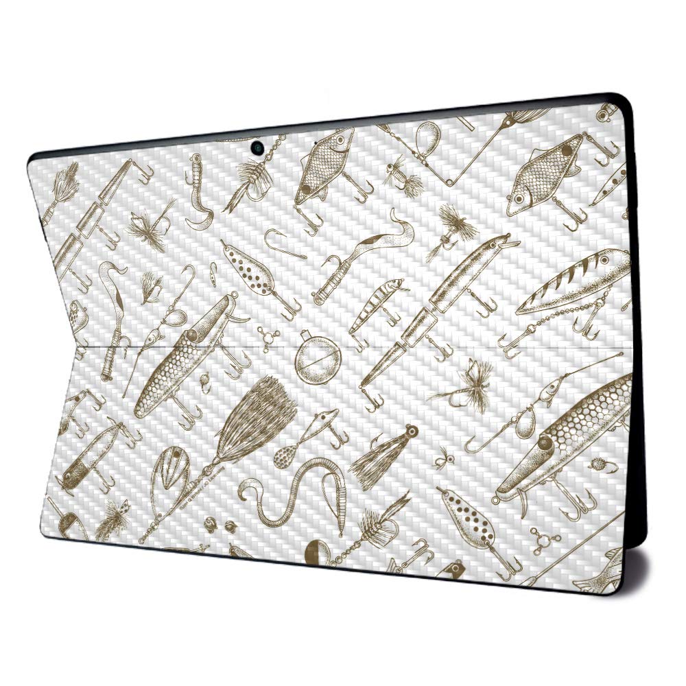 MightySkins Carbon Fiber Skin for Microsoft Surface Pro X - Retro Lures | Textured Carbon Fiber Finish | Easy to Apply, Remove, and Change Styles | Made in The USA