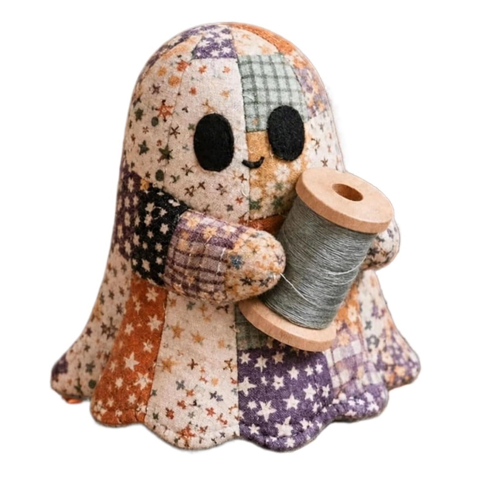 QAZWZG Little Ghost Halloween DIY Patchwork Kit Little Ghost’s Cozy DIY Patchwork Kit, Cute Ghost Plush Sewing Craft, Doll Making Set, Handmade Decor Ornament