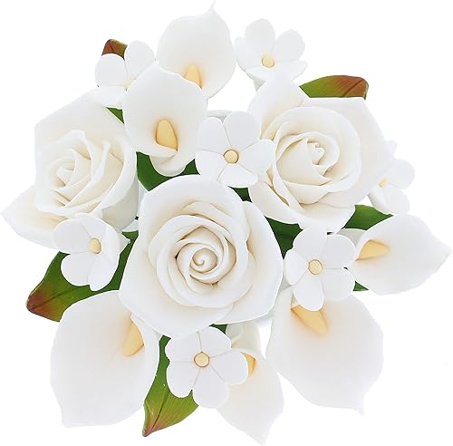 Miniatura 1 de Global Sugar Art Ramo de rosas de calalla y lirio de la paz blanco para decoración para pasteles de boda por Chef Alan Tetreault