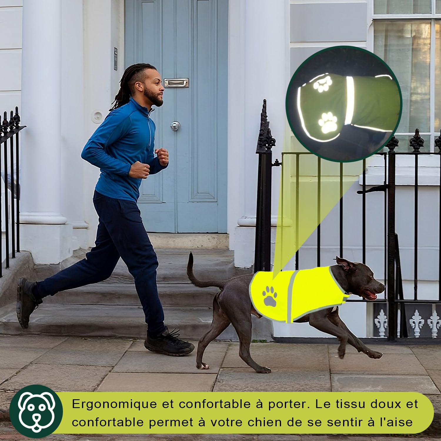 Voarge Gilet de Sécurité Réfléchissant pour Chien, Haute visibilité, Veste réfléchissant Vest de sécurité Veste d'animal de Compagnie pour Nuit à l'extérieur (Jaune, L)