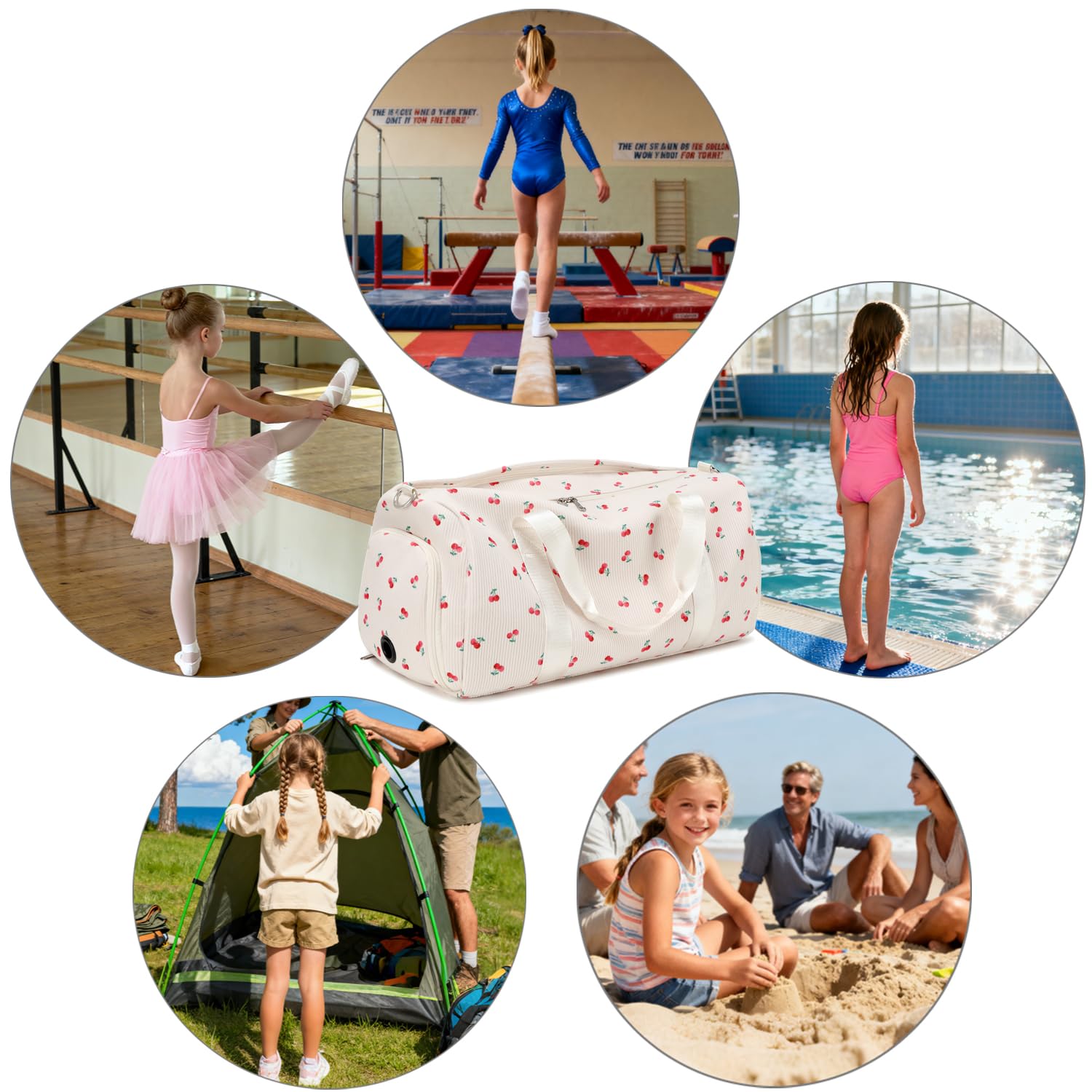 Kimwadalh Borse Sportiva Bambina Ragazza Tote da Palestra Bambina Borsa da Palestra Ragazze Borsa da Sportive pour Balletto,Ginnastica,Nuoto,Tennis