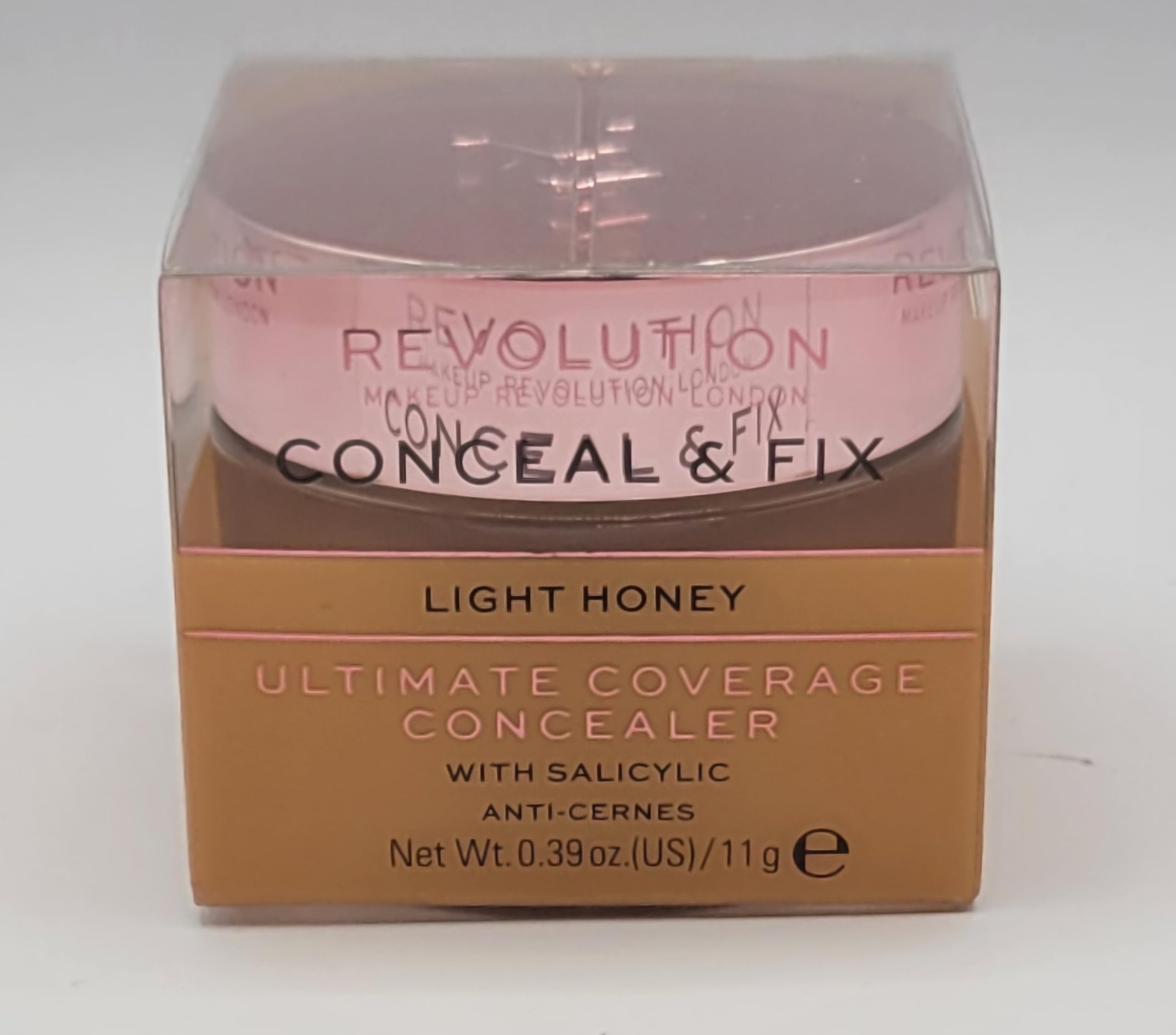 Revolution Conceal & Fix Ultimate Coverage Concealer with Salicylic, Light Honey, 0.39 oz