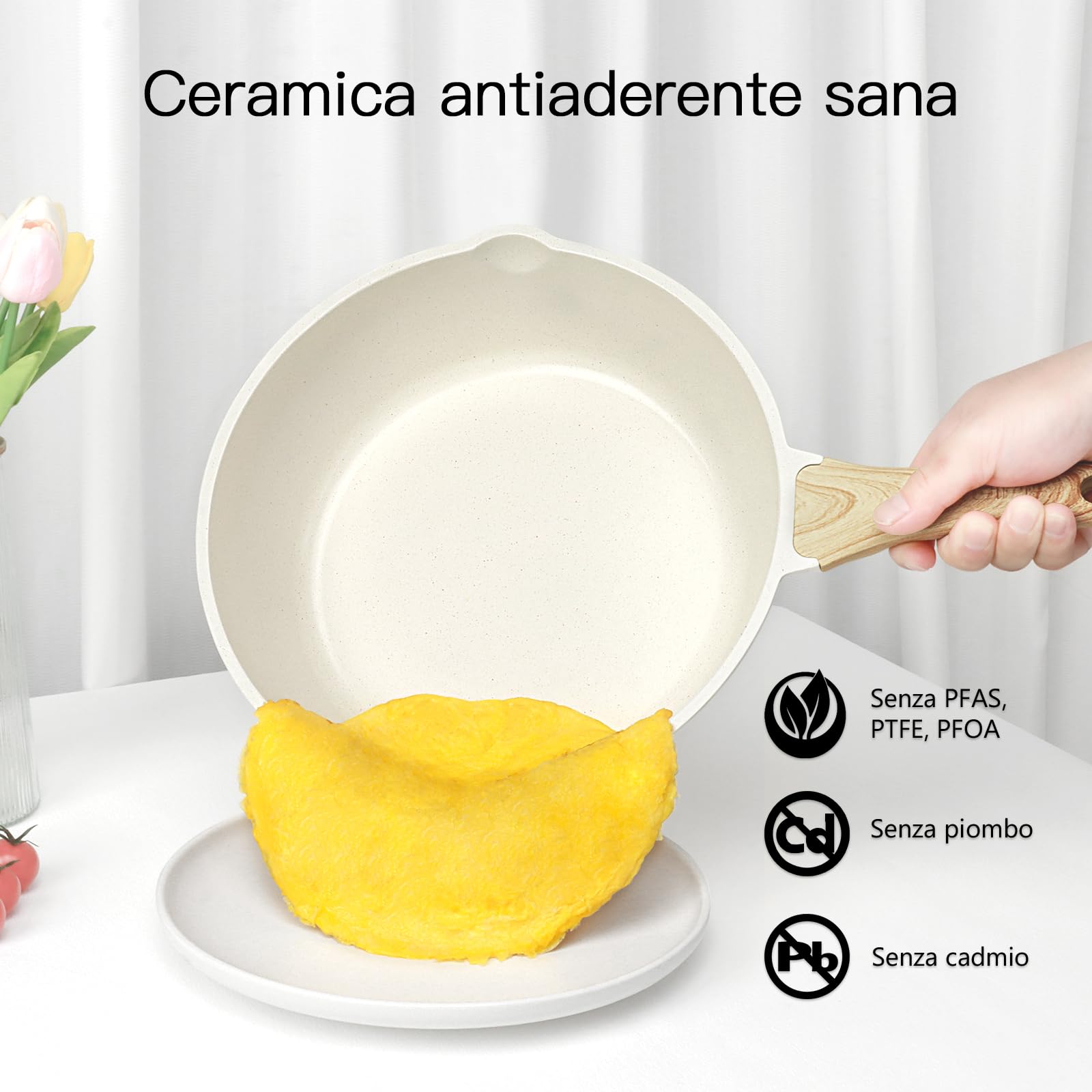 GiPP 22 Pezzi Set di Pentole a Induzione - Set di Padelle e Pentole con Rivestimento Antiaderente, Batteria da Cucina Atossica, Adatta a Diversi Tipi di Fornelli, Bianco