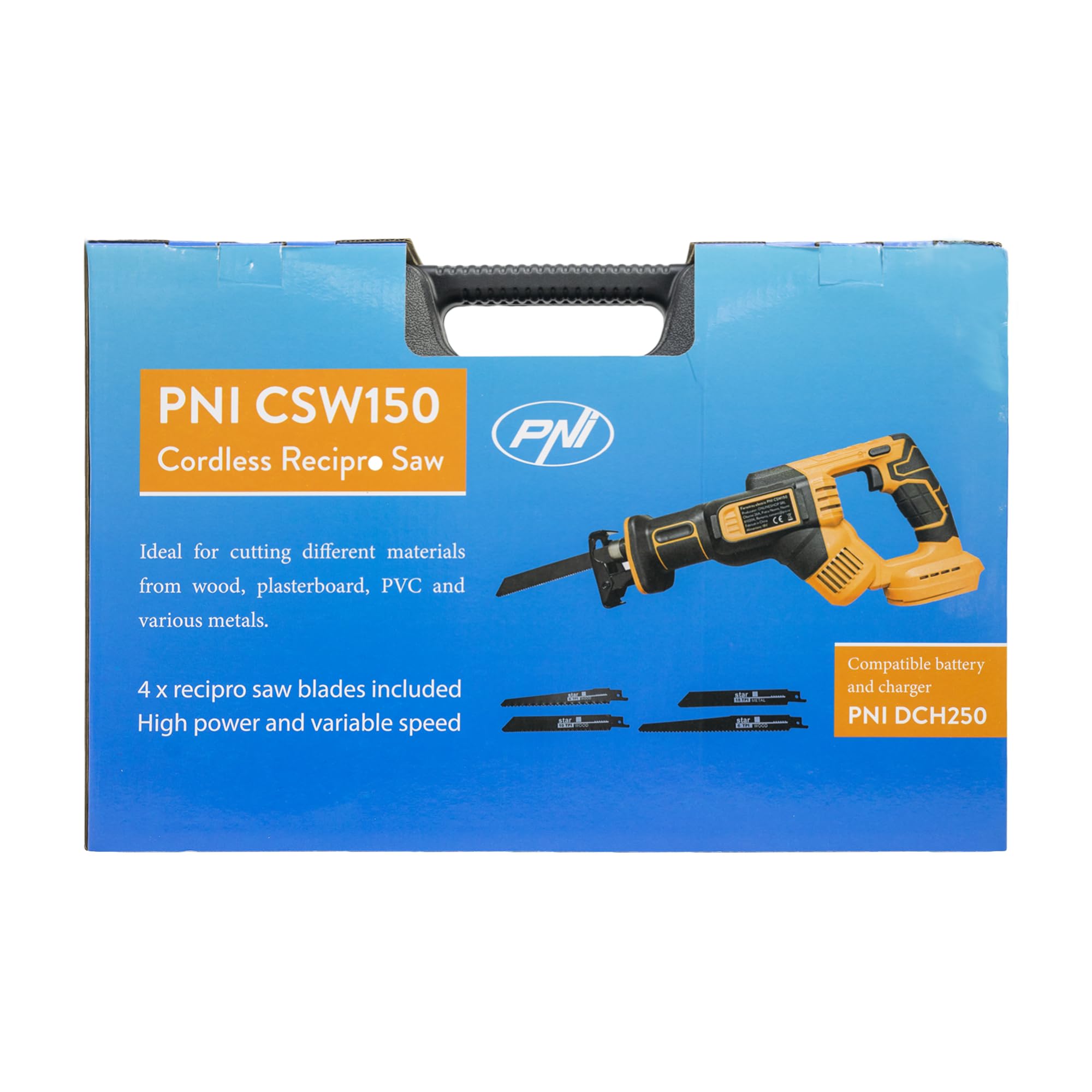 Sierra sable eléctrica PNI CSW150 sin batería, 4 hojas incluidas