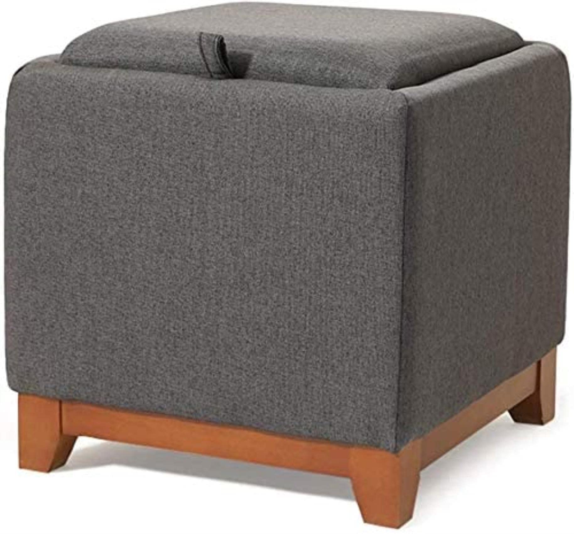 Tabouret en bois massif avec plateau de rangement cube pour optimiser l'espace des petits salons