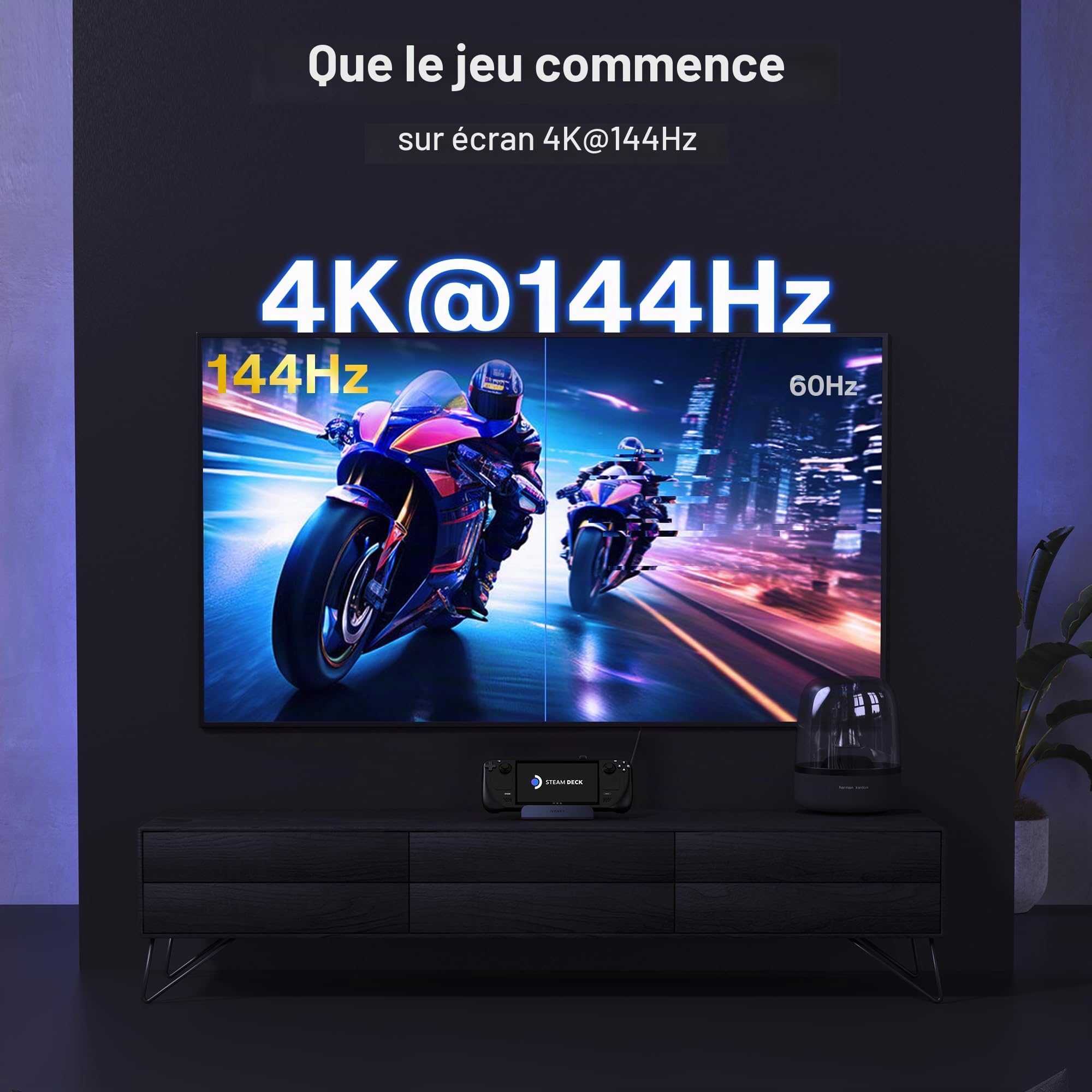 iVANKY 8-en-1 Dock ROG Ally X avec HDMI 2.1 4K@144Hz, 3 Ports USB-A 3.0, Charge USB-C 100W, Ethernet 1Gbps, Station d'accueil Compatible avec ASUS ROG Alloy X/Legion Go/Valve Steam Deck
