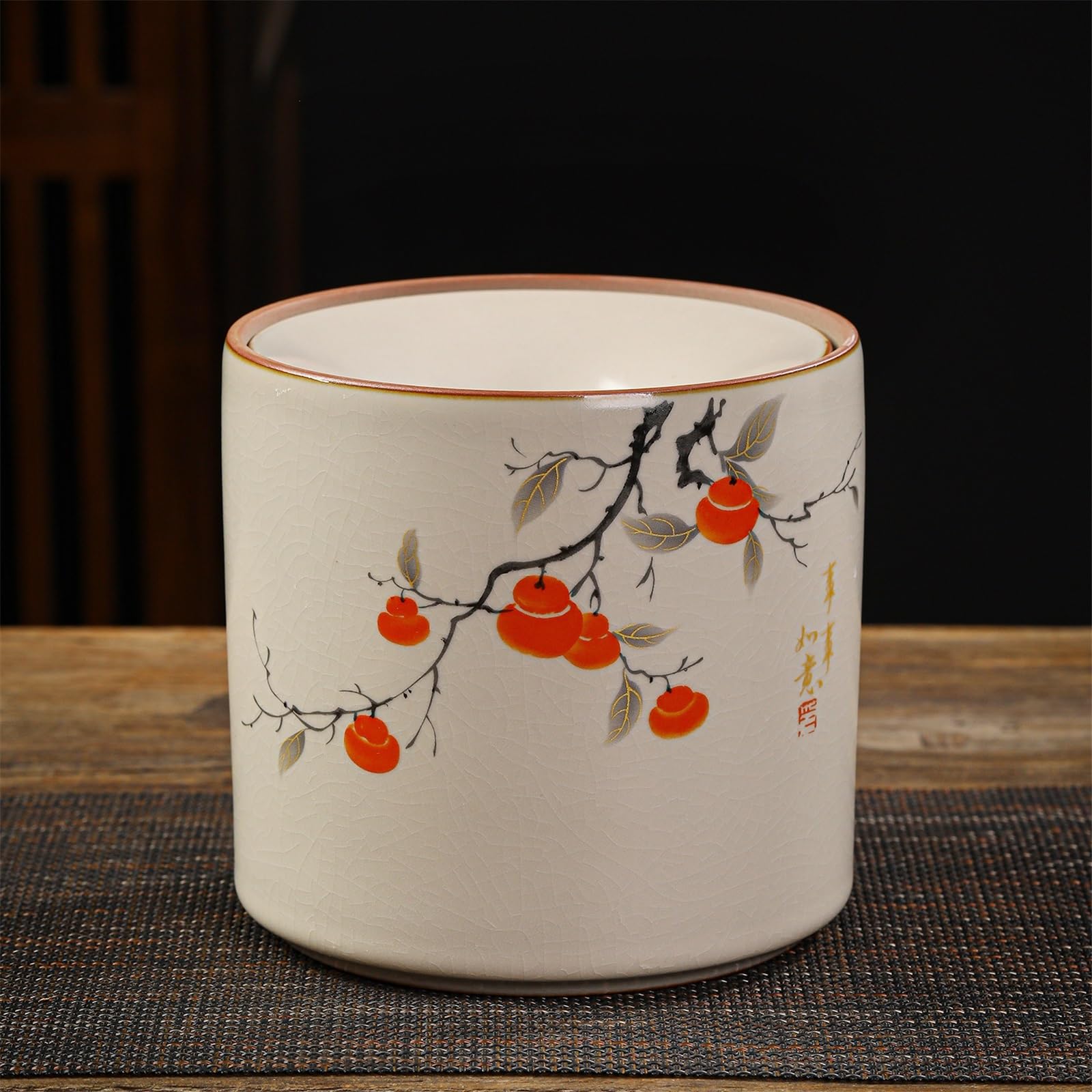 Décoration d'intérieur Cendrier en céramique à motifs, avec couvercle, anti-poussière et récipient for les restes de thé, idéal for la maison le bureau pour le bureau(Moyen)
