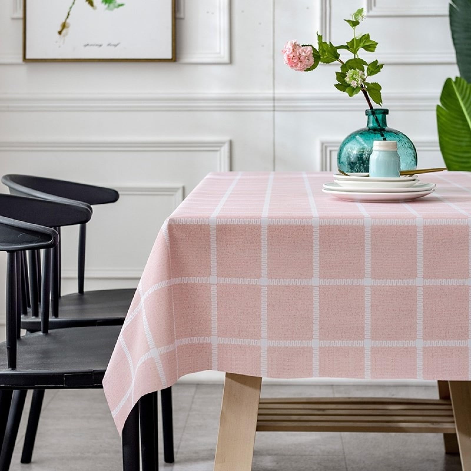Nappe en toile cirée infroissable et résistante à l'usure, protection de table lavable rose
