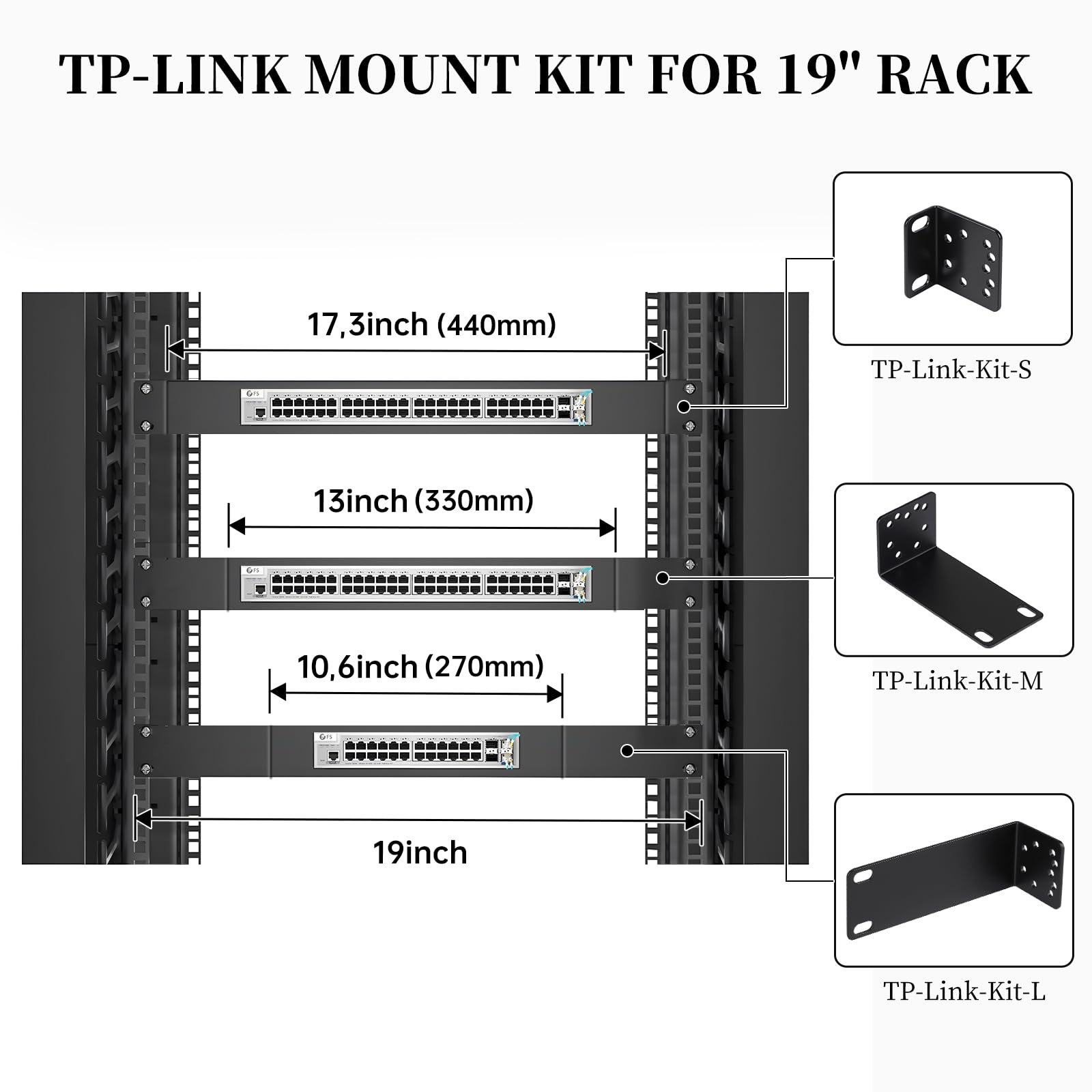 LALAGO Rack Ear Kit per Switch con Montaggio su Rack TP-Link 19" 1U Rack, Kit di Montaggio su Racks per TP-Link da 19" - Width Extender da 17,3 pollici a 19 pollici