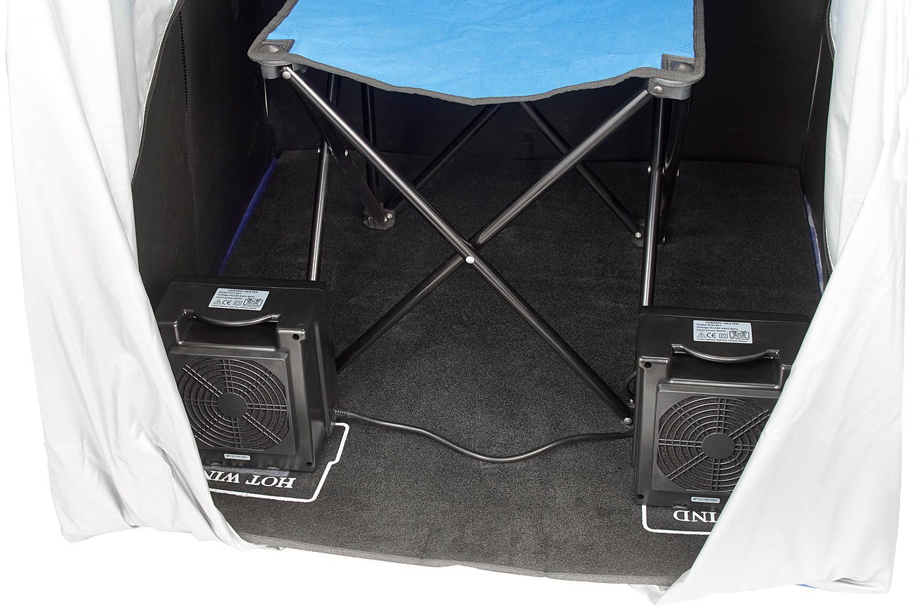 newgen medicals Mini Infrarotkabine: Portable Infrarot-Sauna V2 mit 2 Keramik-Heizern, Klapp-Sitz, 1.600 W (Sitzsauna, Mobile Sauna, IR)