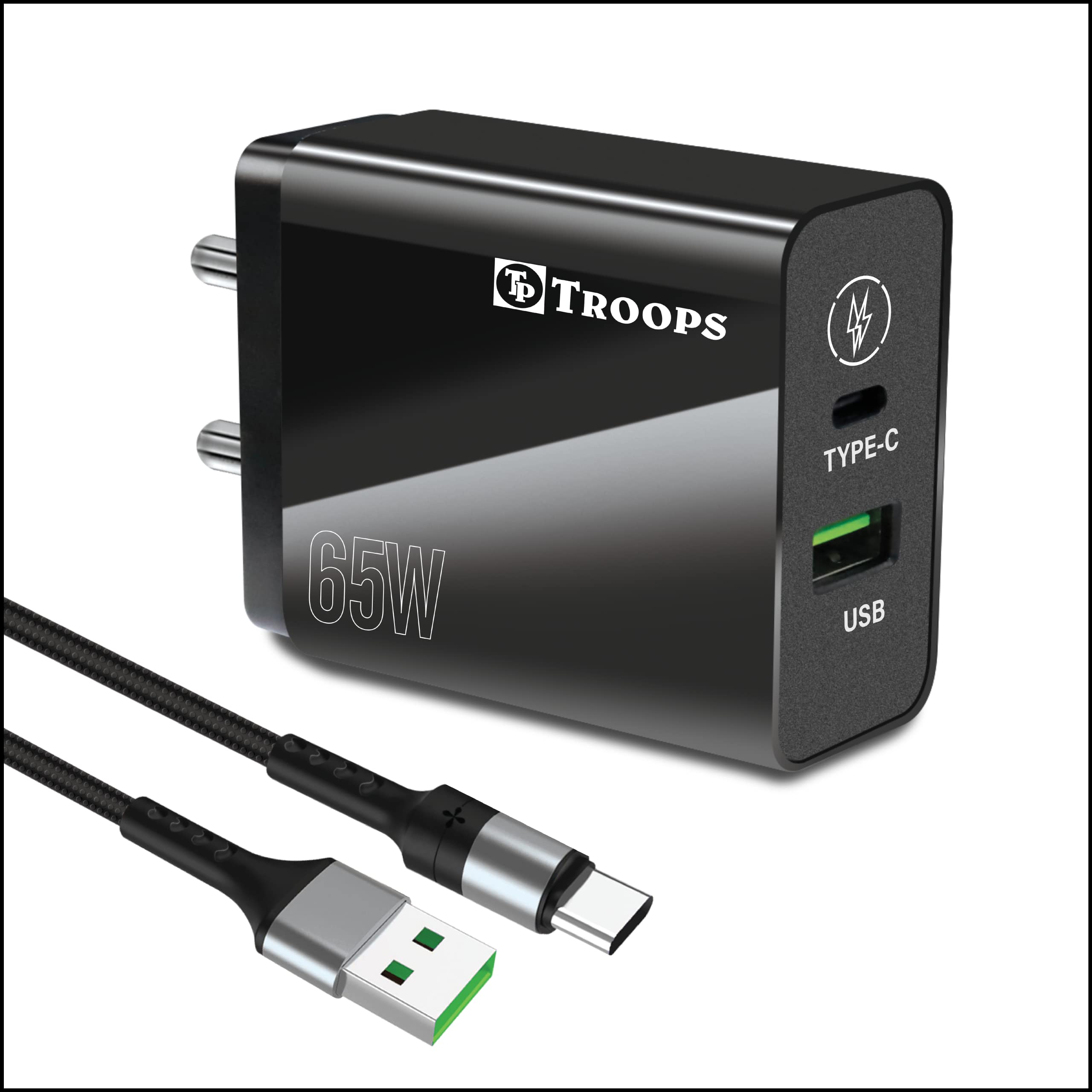 TP TROOPS 65W Dual Port USB & Type C PD Fast Charger Adapter [with 1M Type C to iOS Cable] USB 65W QC 3.0 Block Made in India, (B0C38S2STD) Amazon Price History, Amazon Price Tracker