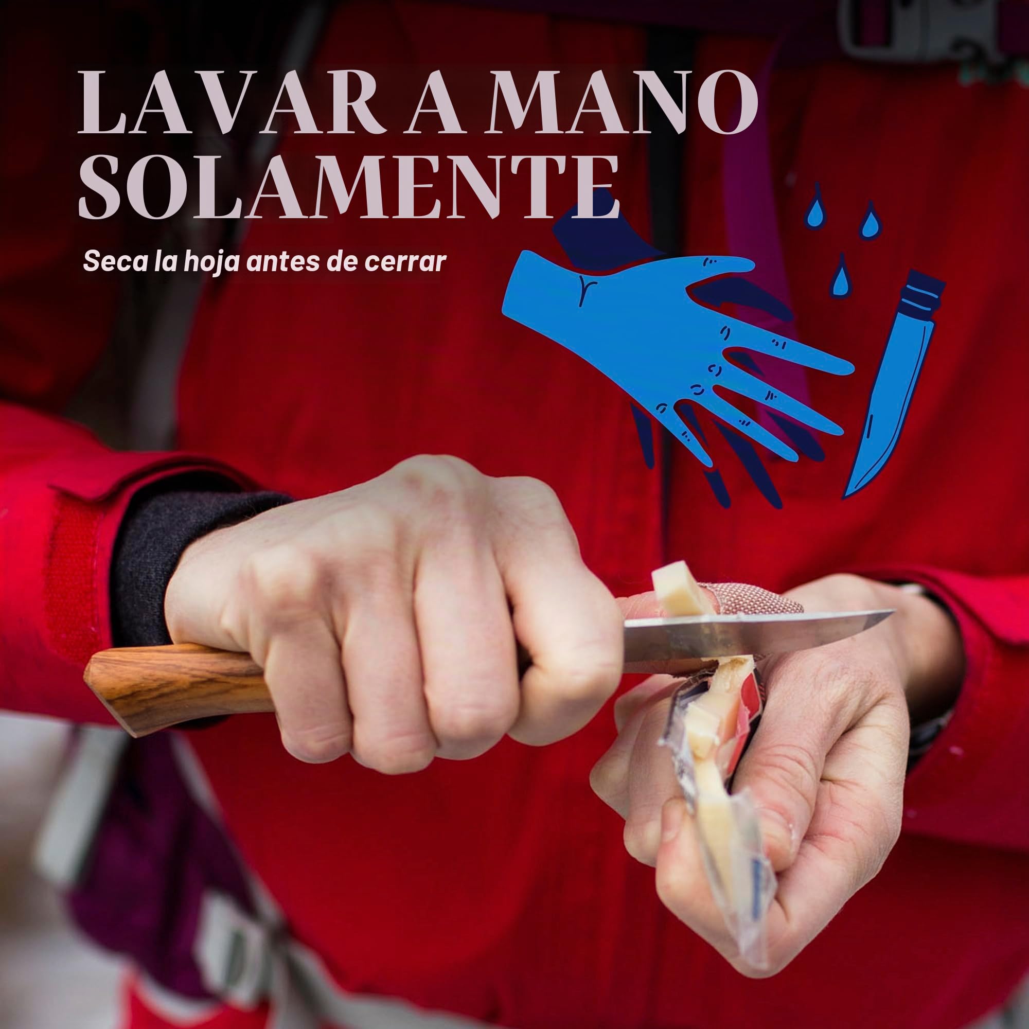 Opinel - N°08 Olivo Cuchillo de Bolsillo Versátil + Funda Alpine - Hoja de 8,5 cm de Acero Inoxidable - Mango de Olivo - Anillo de Seguridad Virobloc - Fabricación Francesa