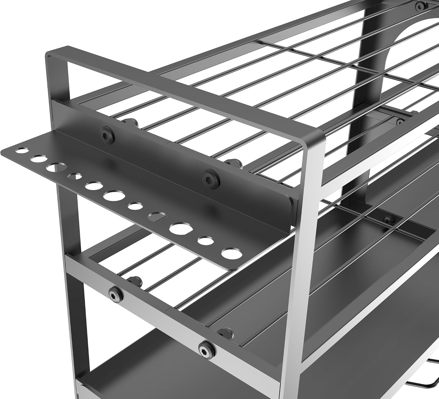 4 Layer Power Tool Organizer Wall Mount, Heavy Duty Metal Tool Storage Rack Loads 300lbs with 8 Cordless Drill Holder, Utility Racks for Garage Workshop
