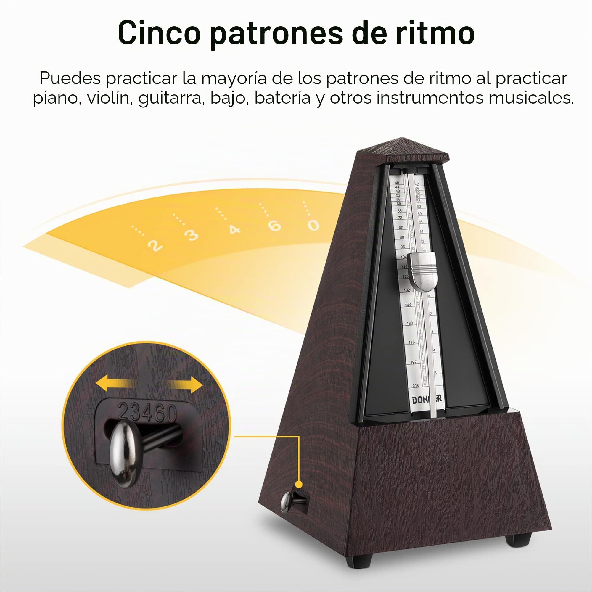 Donner DPM-1 Metrónomo Mecánico para Piano/Violín/Guitarra/Bajos e Instrumentos de Viento