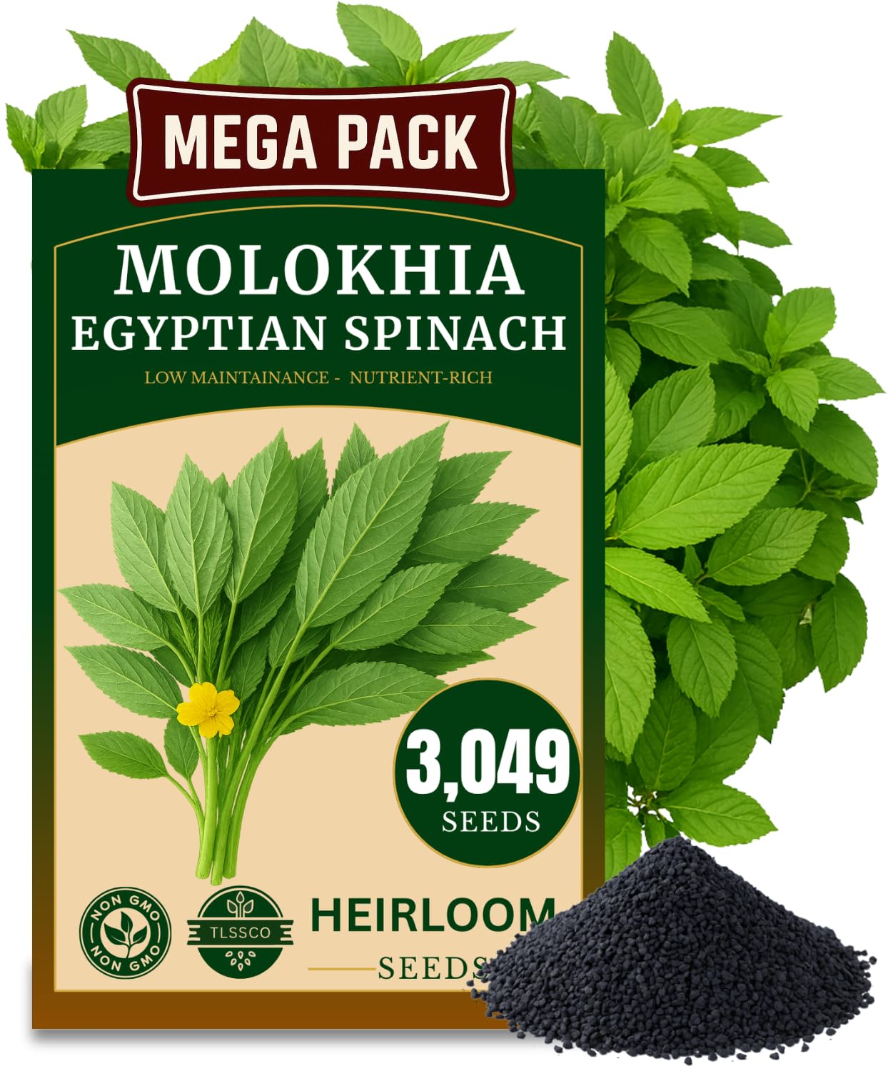 3000+ π¨π¦π π£π₯ππ ππ¨π Egyptian Spinach Seeds (Molokhia), π‘π’π‘-ππ π’ Seeds, Fast-Growing, Low Maintainance, Nutrient-Rich & High-Yield β Heirloom Seeds
