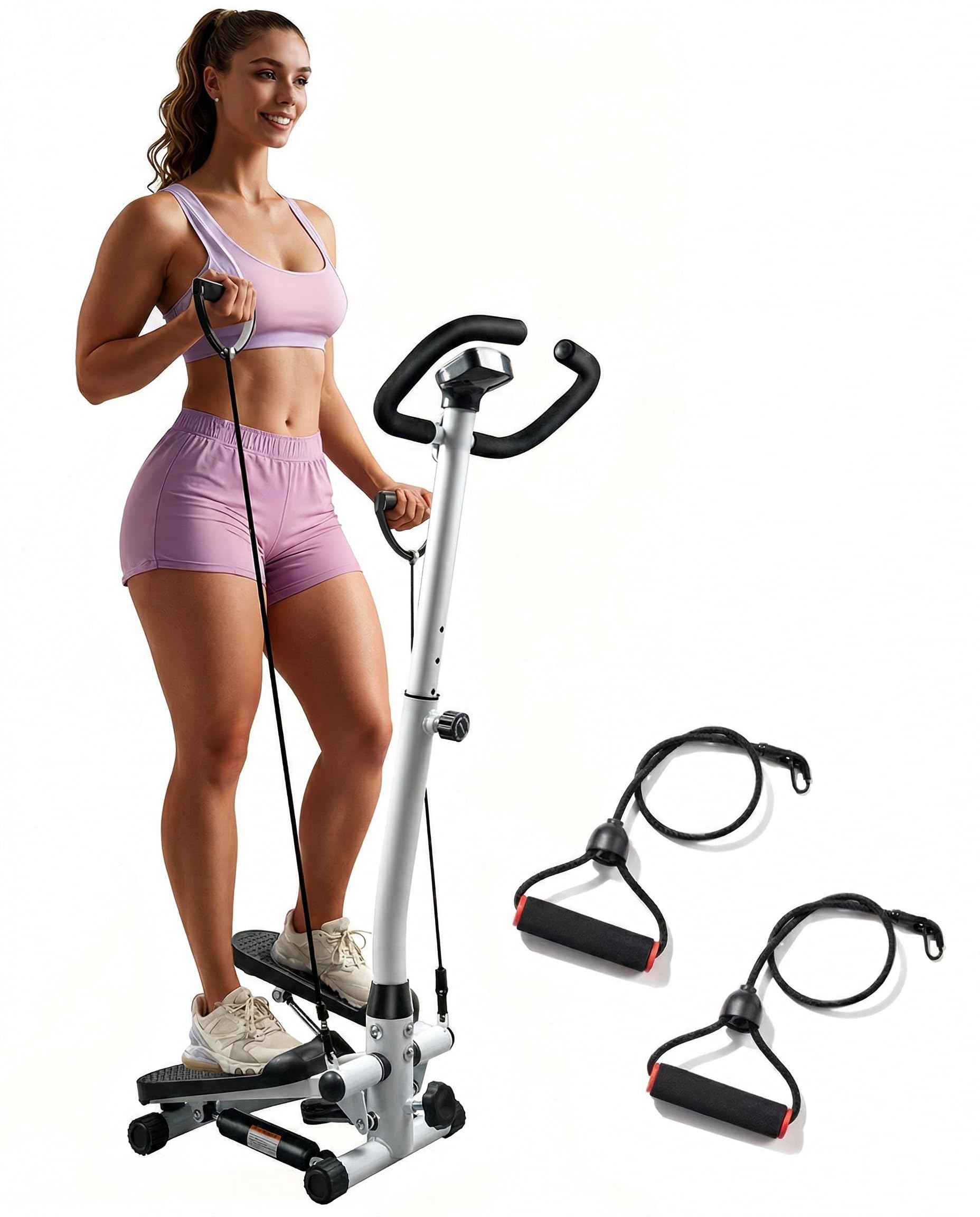 Stepper Machine with Resistance Bands, 300LBS MAX Weight Capacity, Twist Stepper for Full Body Workout, Adjustable Height for Men Women-image-40