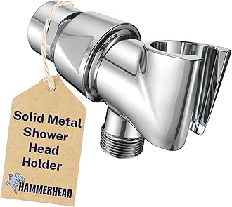 100% METAL Shower Head Holder for Hand Held Showerheads | Adjustable Shower Arm Mount with Universal Wall Hook Bracket and Brass Pivot Ball, Polished Chrome