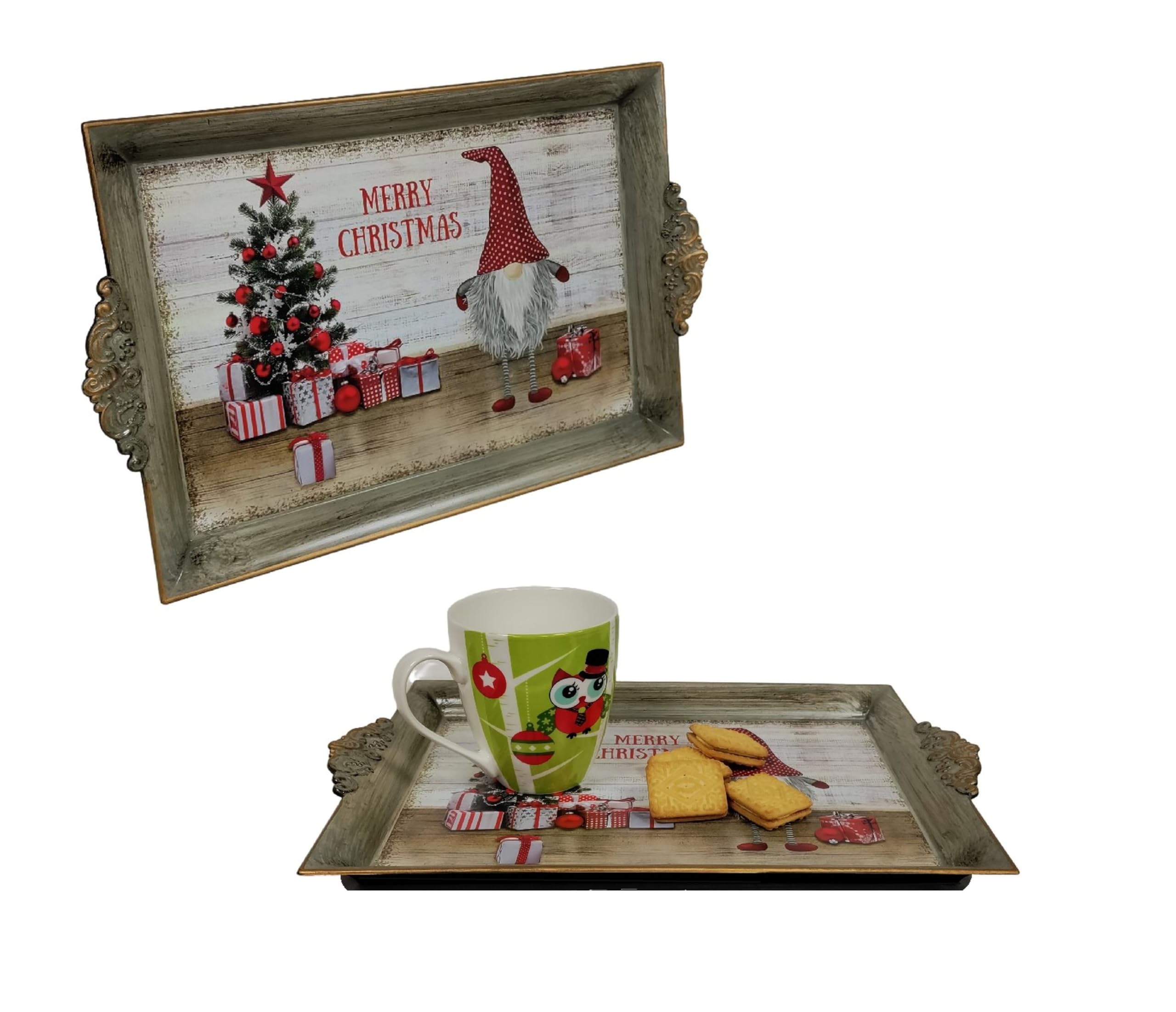 Premier Decorations Limited 2X Christmas Gonk Tea Serving Tray Plastic Drinks Lap Snack Tray 40Cm X 26Cm from B&Q