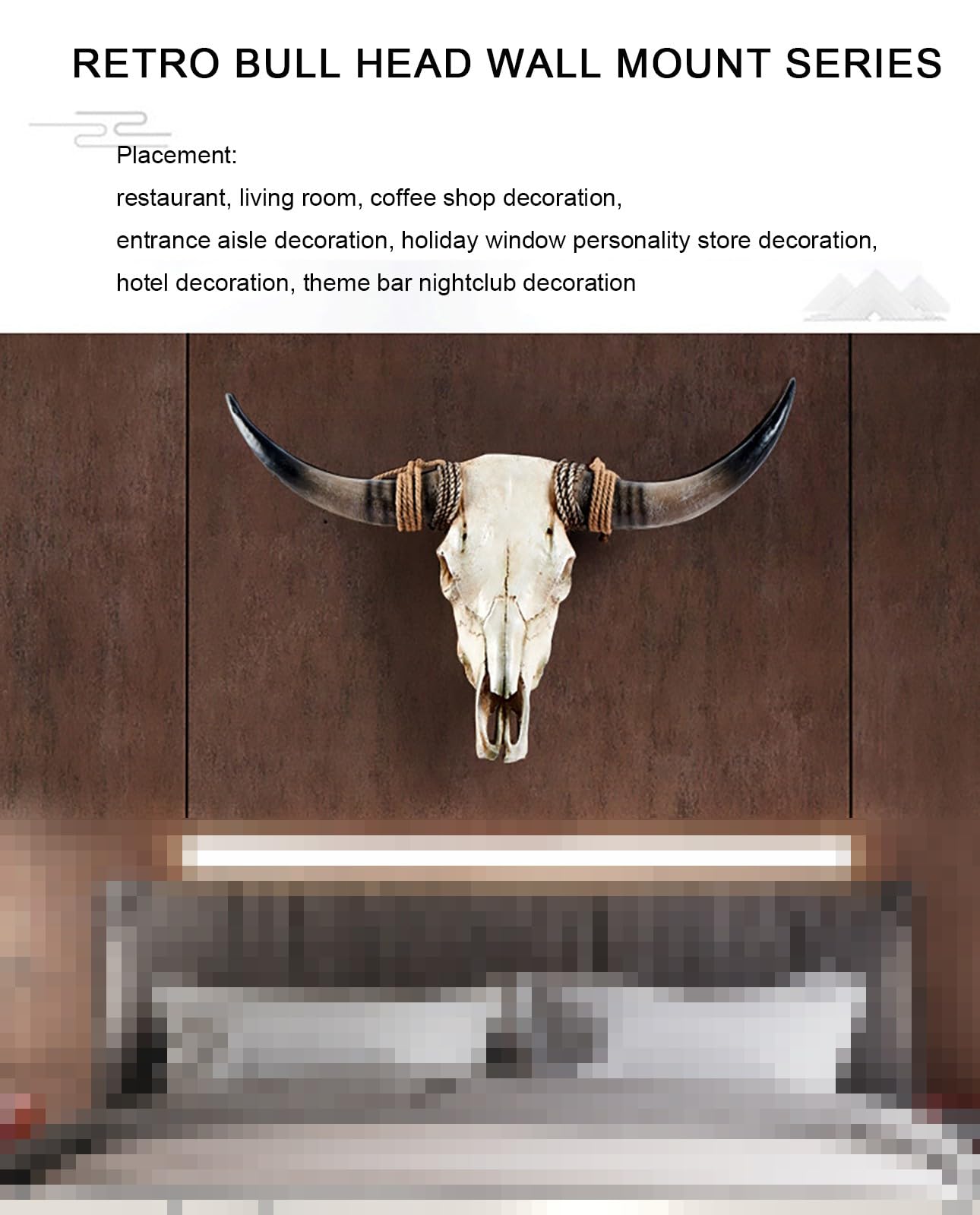 Żywica czaszka długie rogi byk krowa dekoracja ścienna 3d rzeźba zwierząt rzemiosło ozdoba do domu styl skandynawski (G-79*62cm/31*24in)