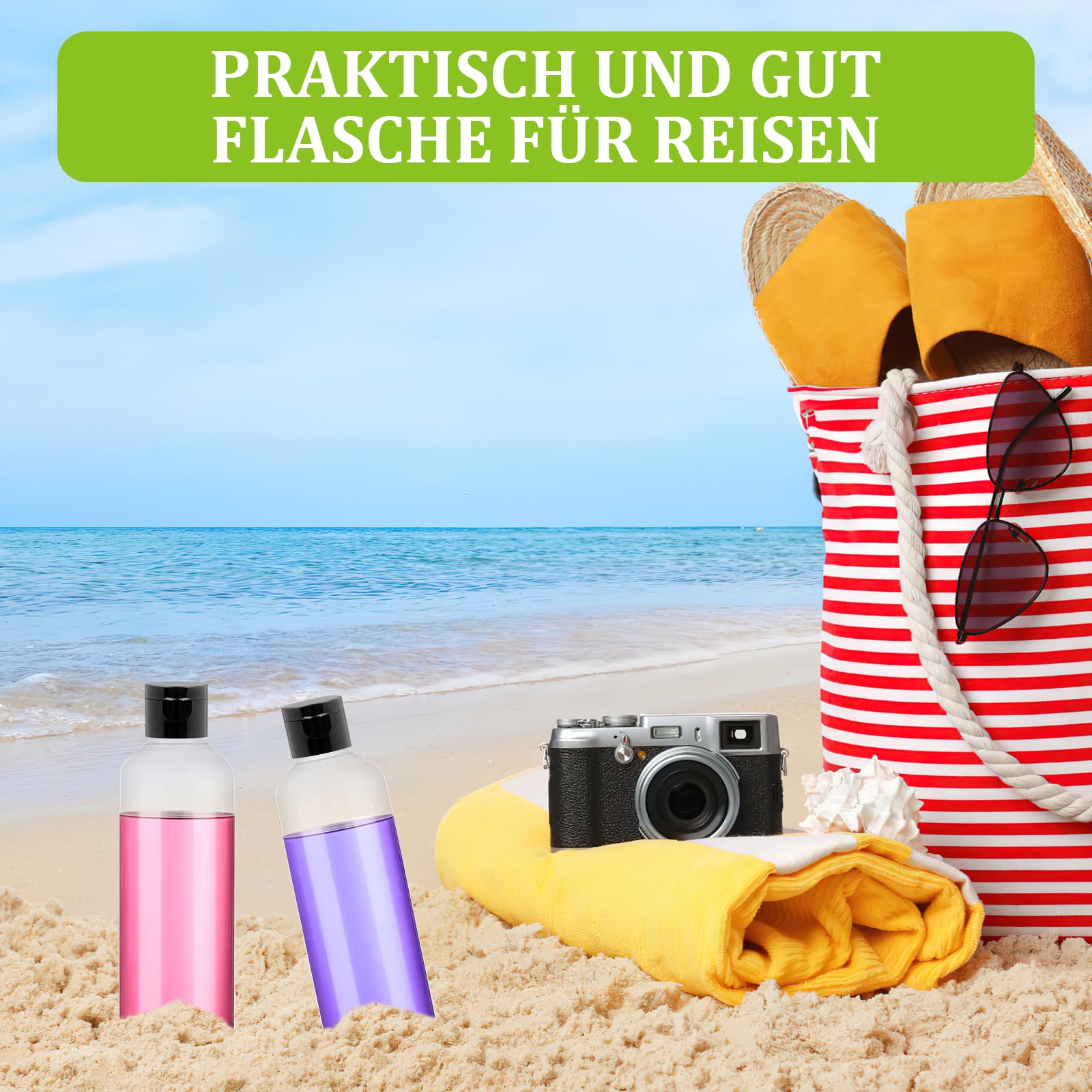 50 Stück Kleine Reiseflaschen für Flüssigkeiten , 100ml Leere Shampoo Flaschen, Klare Kunststoffflaschen mit Klappdeckel und Trichter, Nachfüllbare Kosmetikbehälter Quetschflaschen für Lotion, Reise