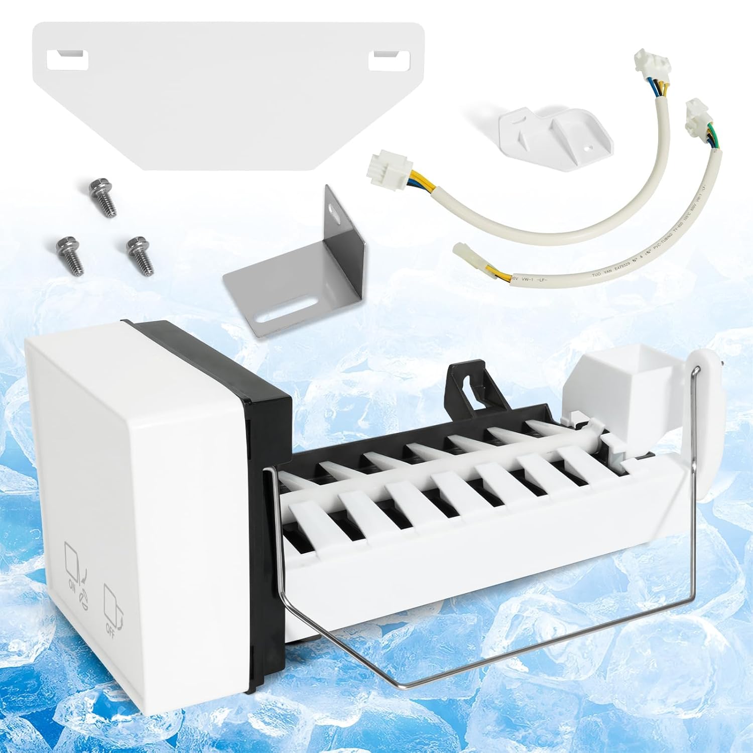 WPW10300022 Ice Maker Assembly Compatible with Whirlpool Maytag Kenmore Amana IKEA Refrigerator - Replace W10300022 W10122556 W10377190 AP6019085 Ice Maker Replacement Fridge Parts