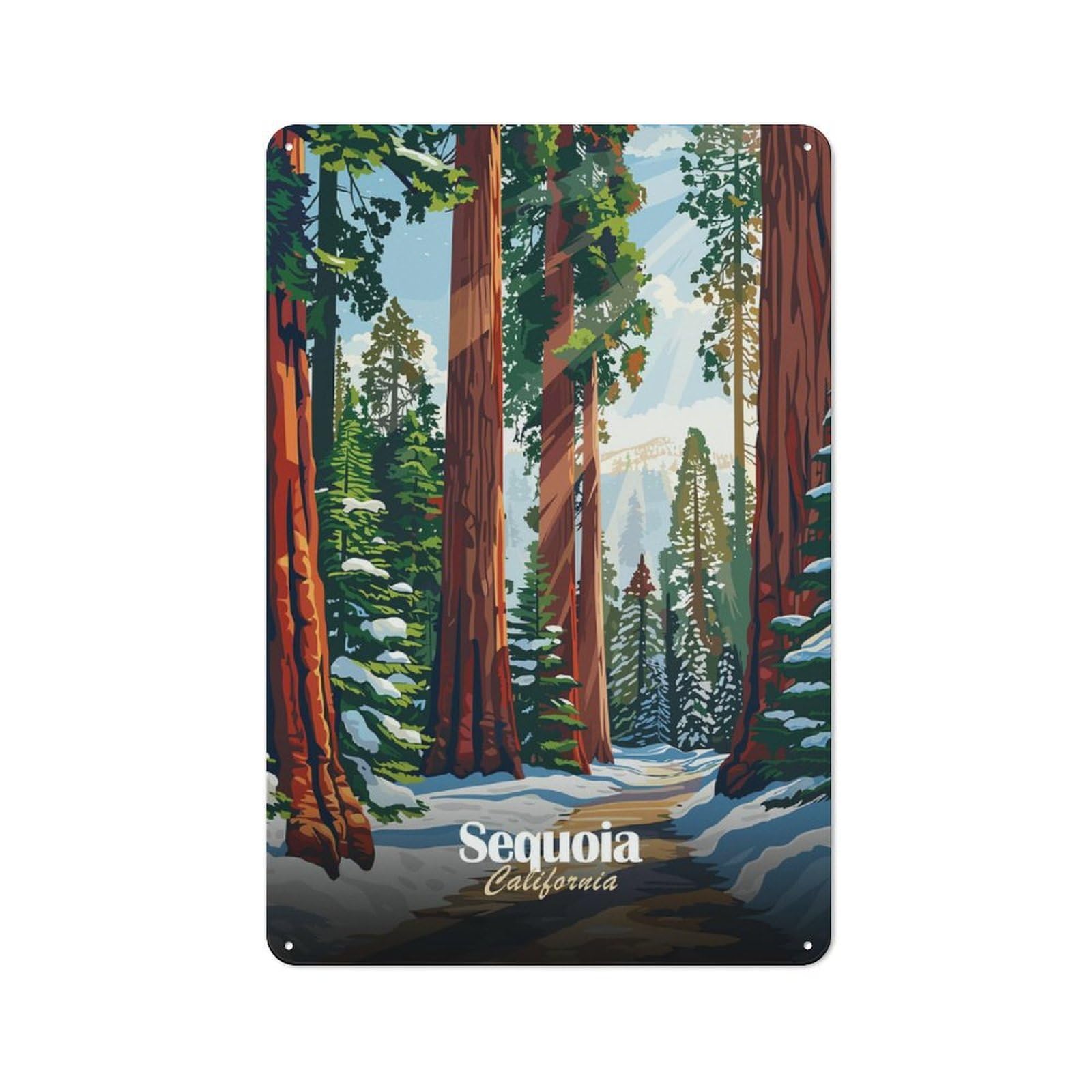 Junmoney Style-15 Sequoia National Park California Metal Wall Sign 30X20cm, Retro Decor For Workshop Wall, For Garage, Workshop And Man Cave Decoration