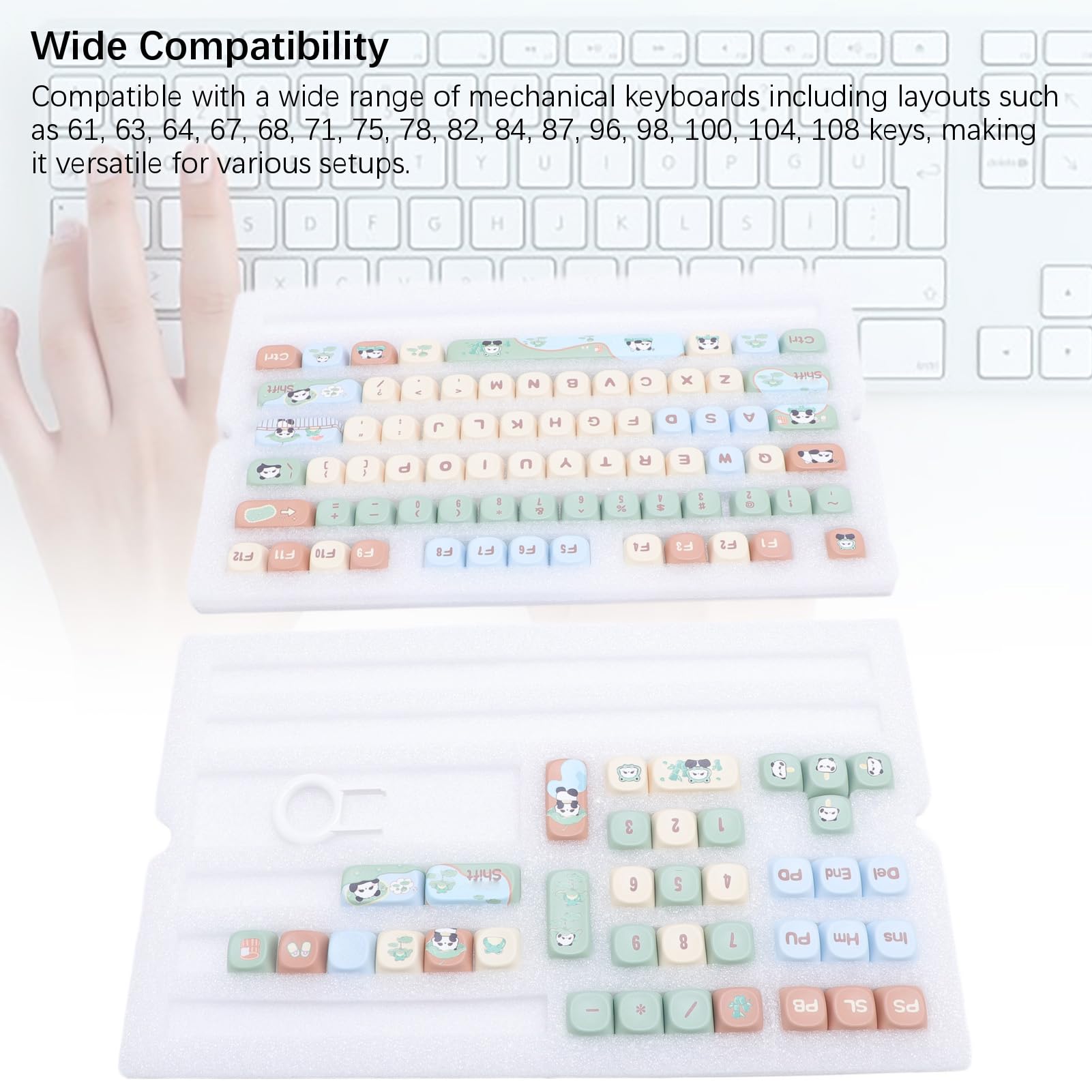 Luocute Copritasti PBT, 112 Tasti Panda Cartoon Sublimazione Copritasti Altezza MCA, con Sublimazione Completa su Lati