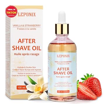 LEPONIX After Shave Oil for Women - 2025s Strawberry Vanilla Revolution Not Grandmas Shave Oil - Post Shave Treatment Prevents Ingrown Hairs & Razor Burn - Razor Bumps Treatment for Women - 100ml